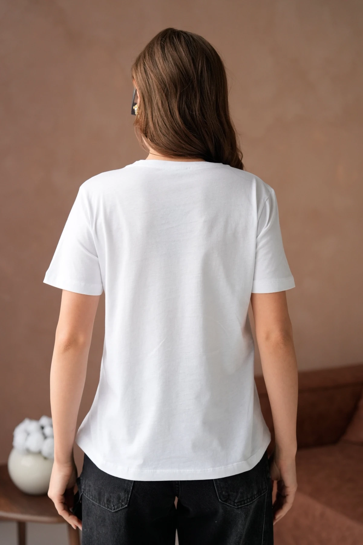 Taş İşlemeli Basic T-Shirt