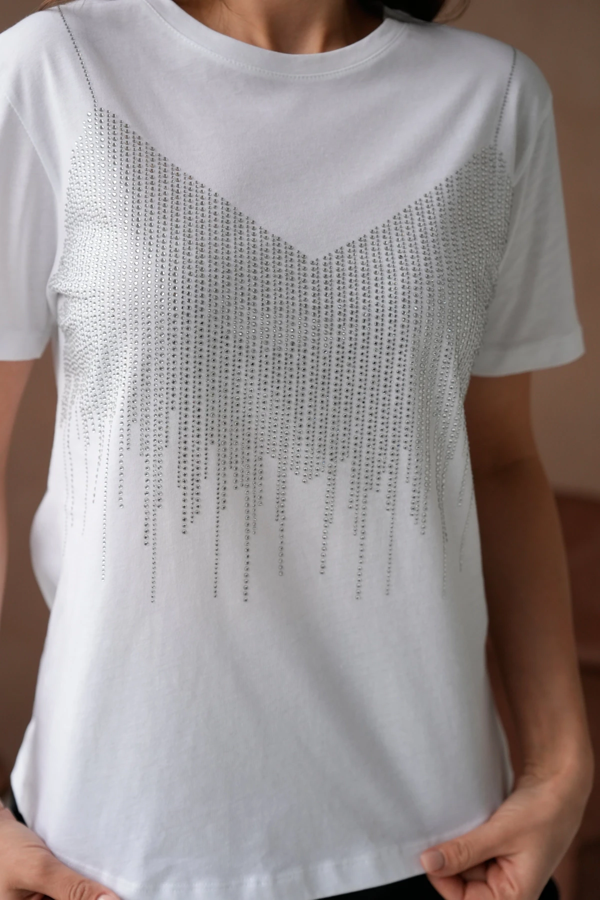 Taş İşlemeli Basic T-Shirt