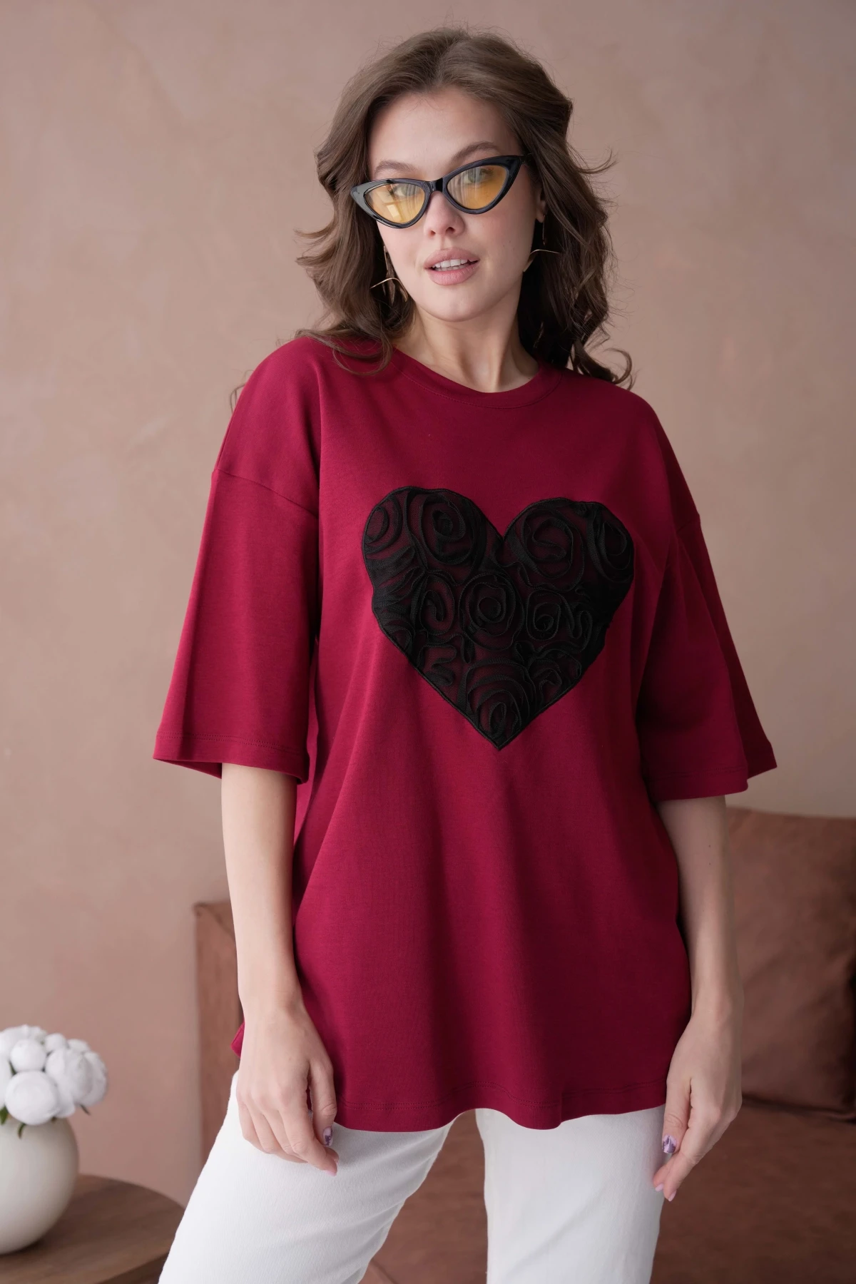 Tül Detaylı Salaş T-Shirt