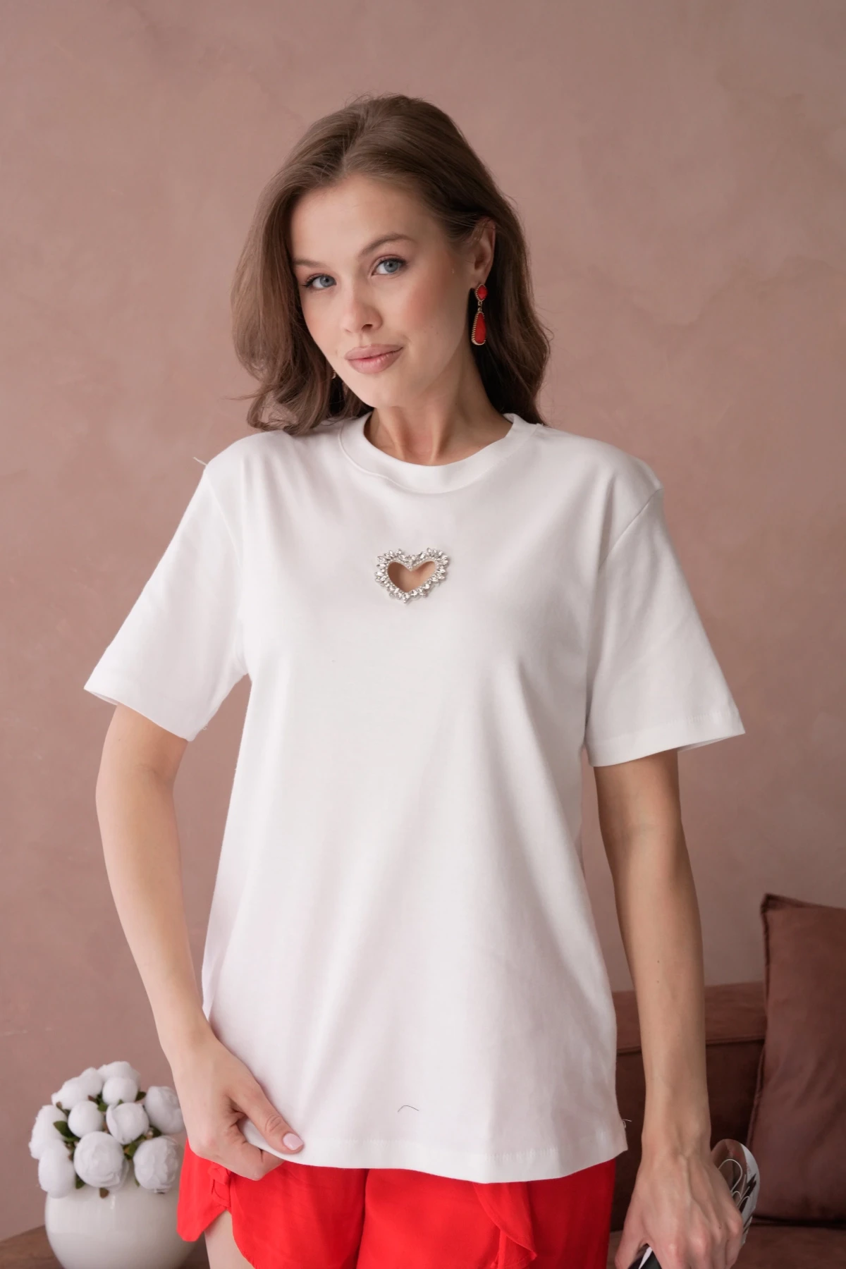 Taş İşleme Basic T-Shirt
