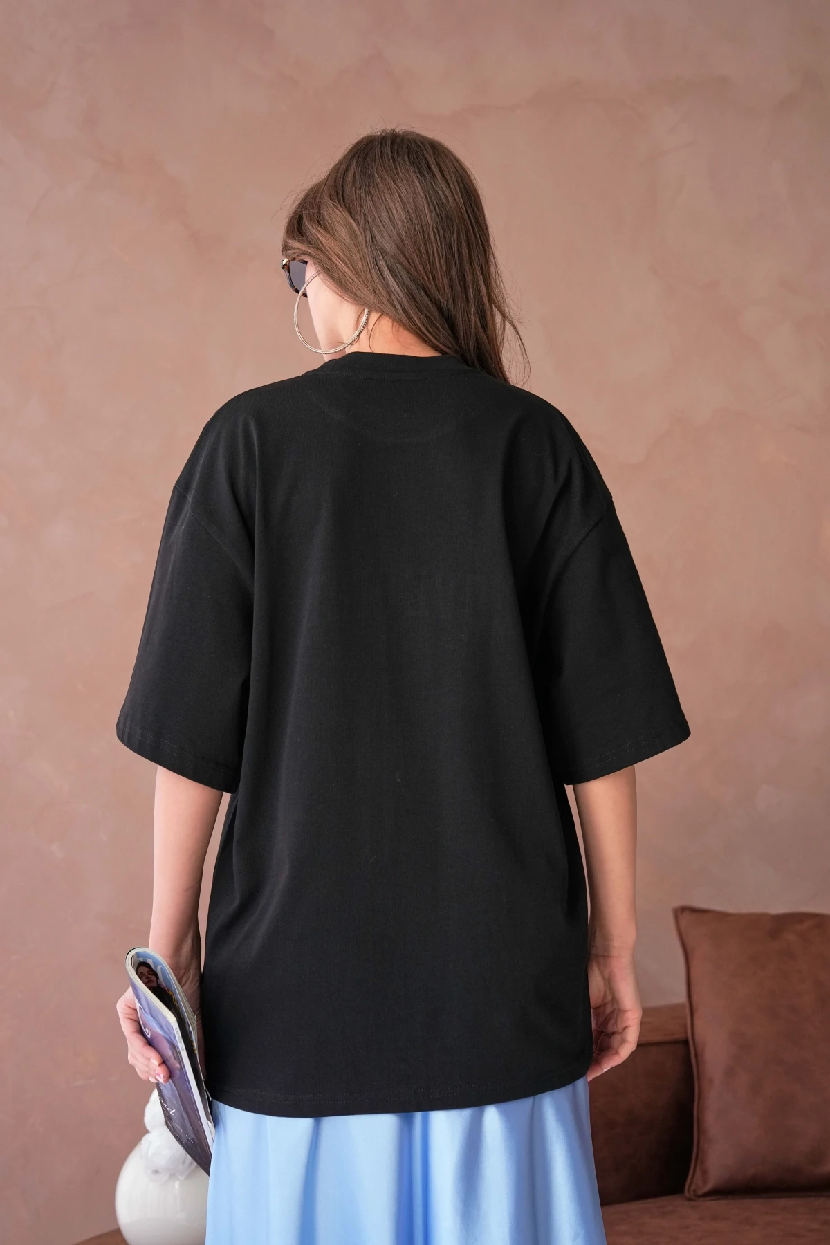 Taş İşlemeli Salaş Basic T-Shirt