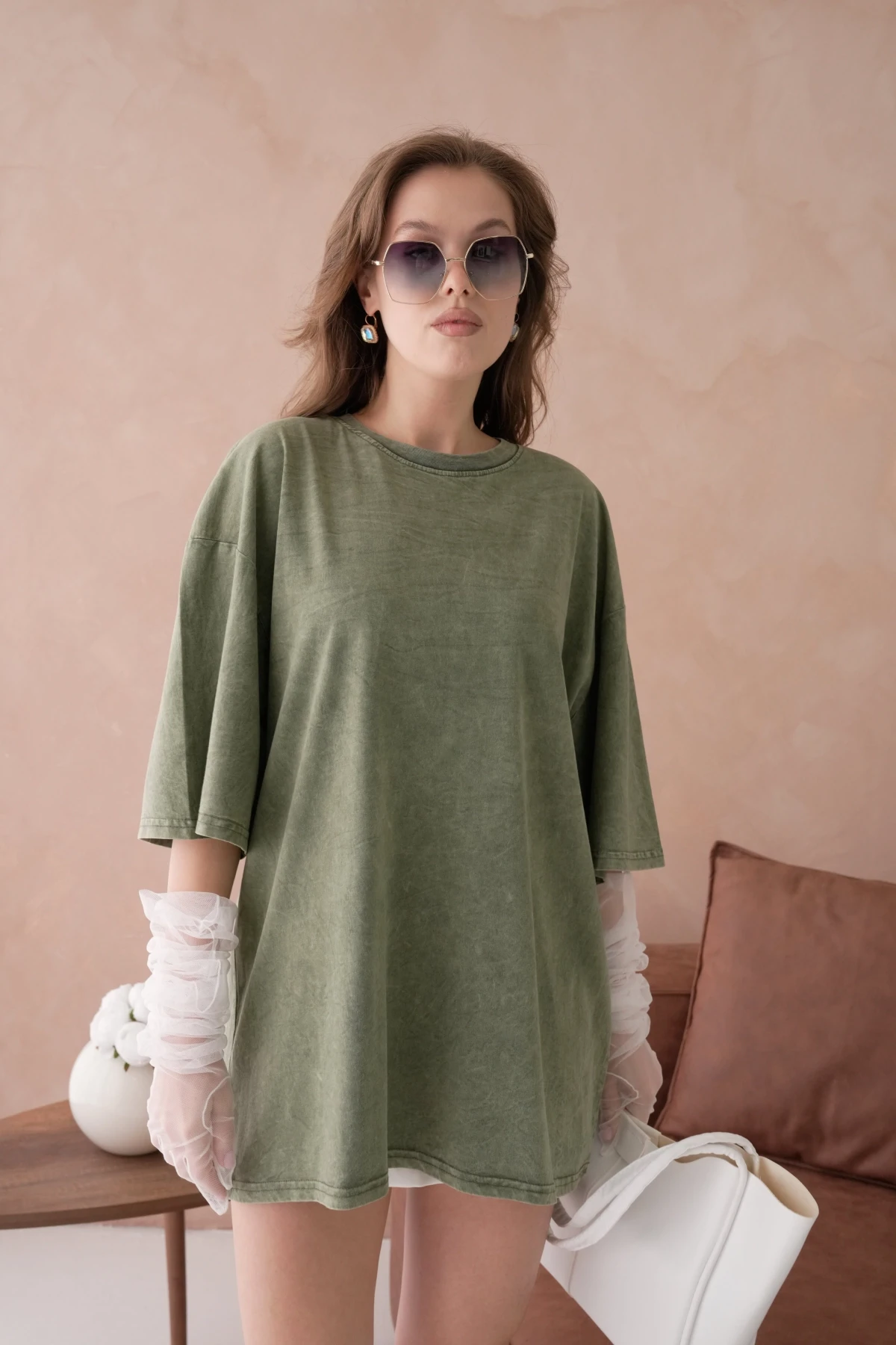 Taş İşlemeli Salaş Basic T-Shirt