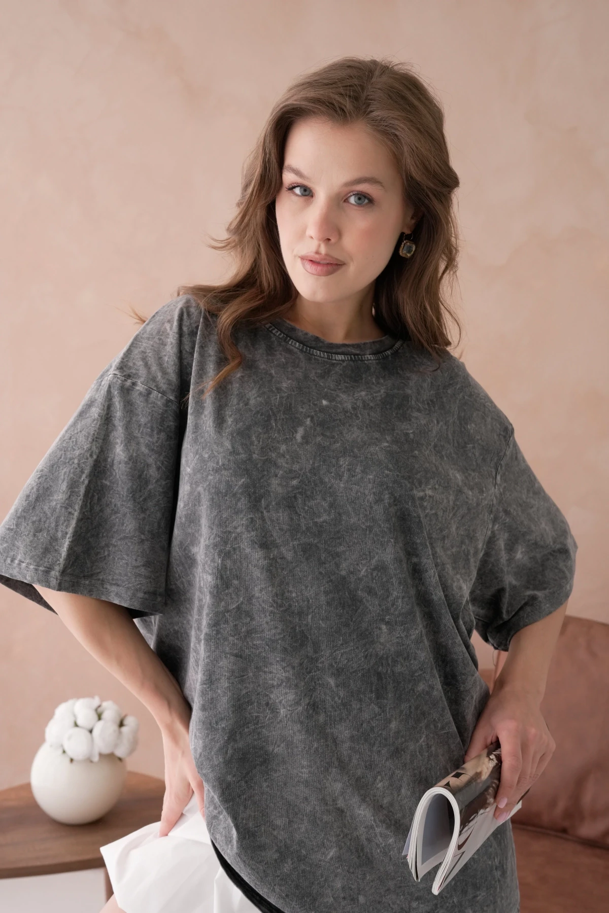 Taş İşlemeli Salaş Basic T-Shirt