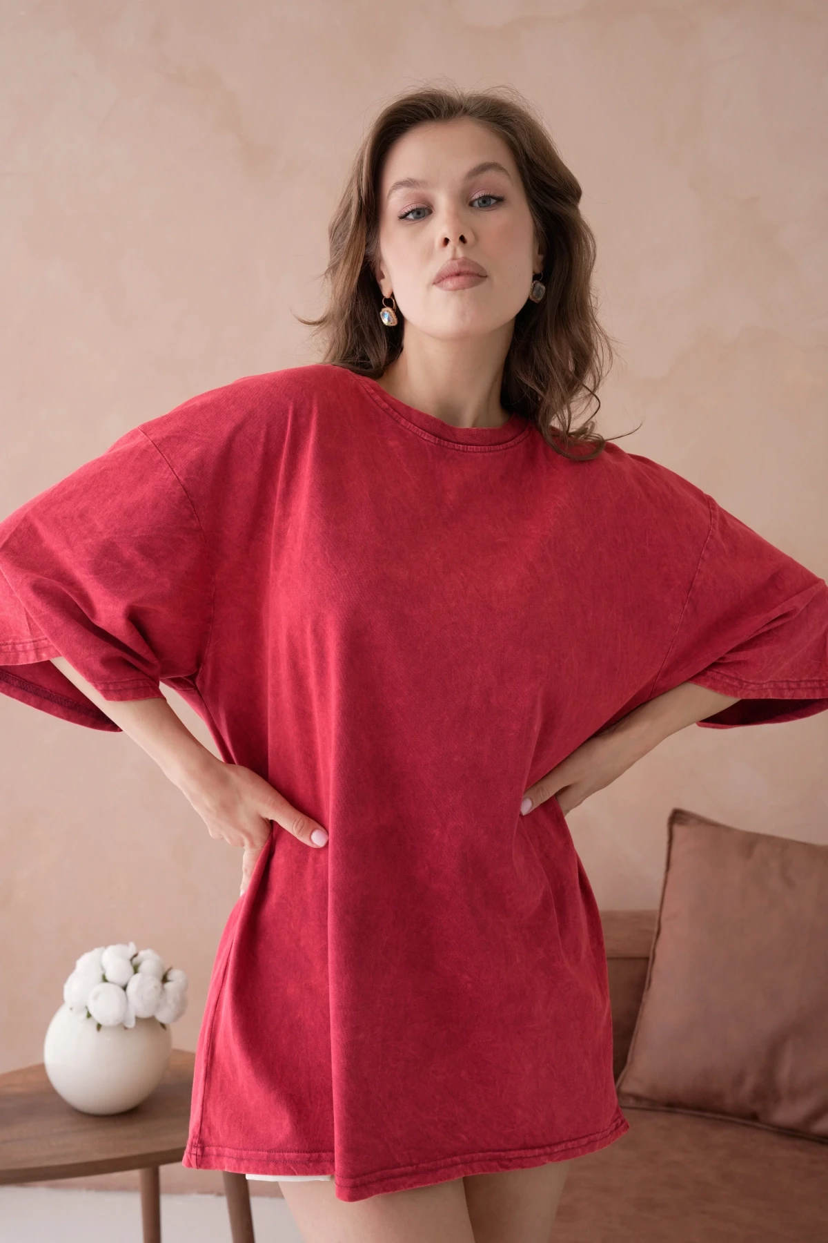 Taş İşlemeli Salaş Basic T-Shirt