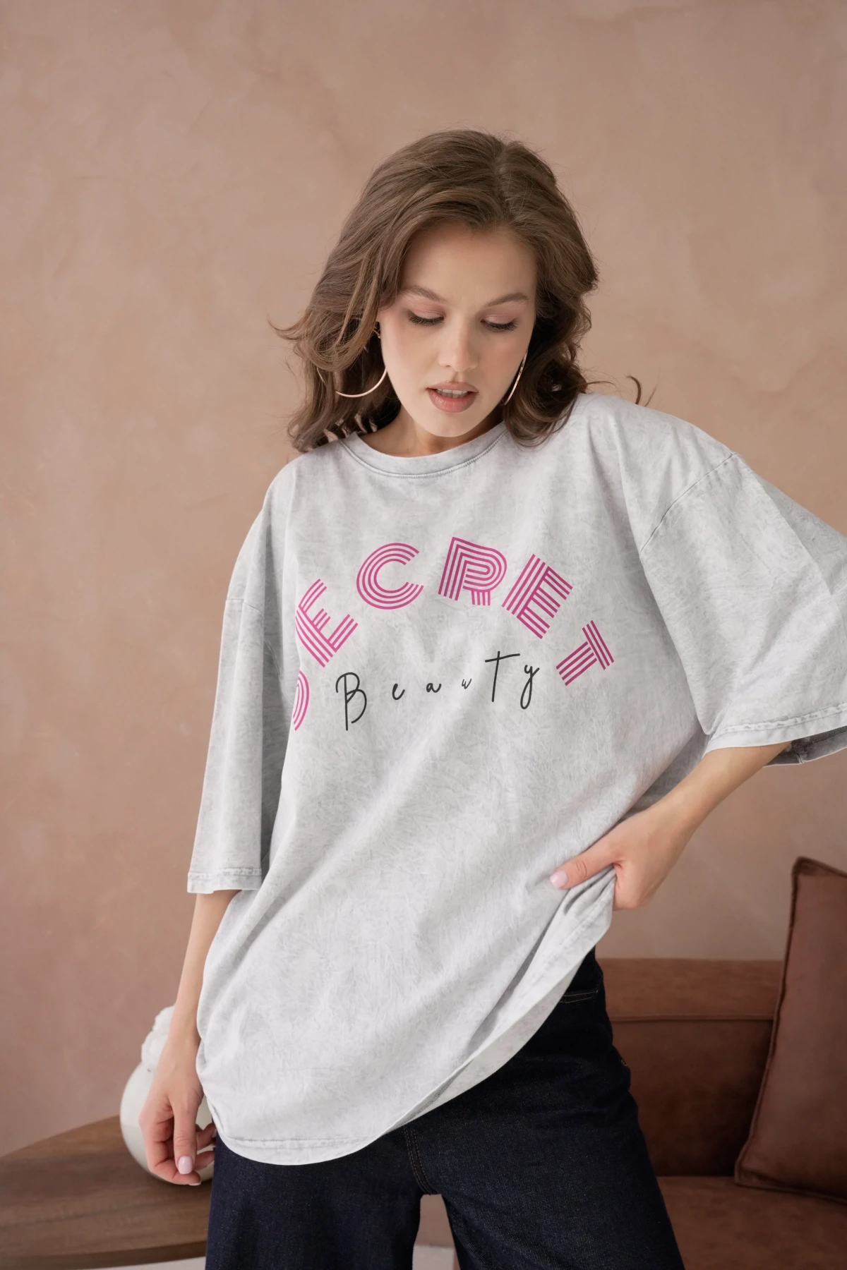 Baskılı Salaş Basic T-Shirt