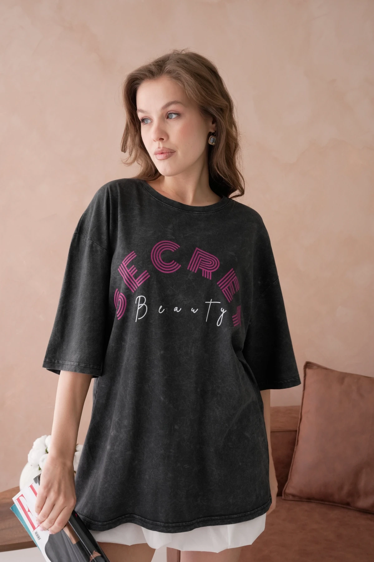 Baskılı Salaş Basic T-Shirt
