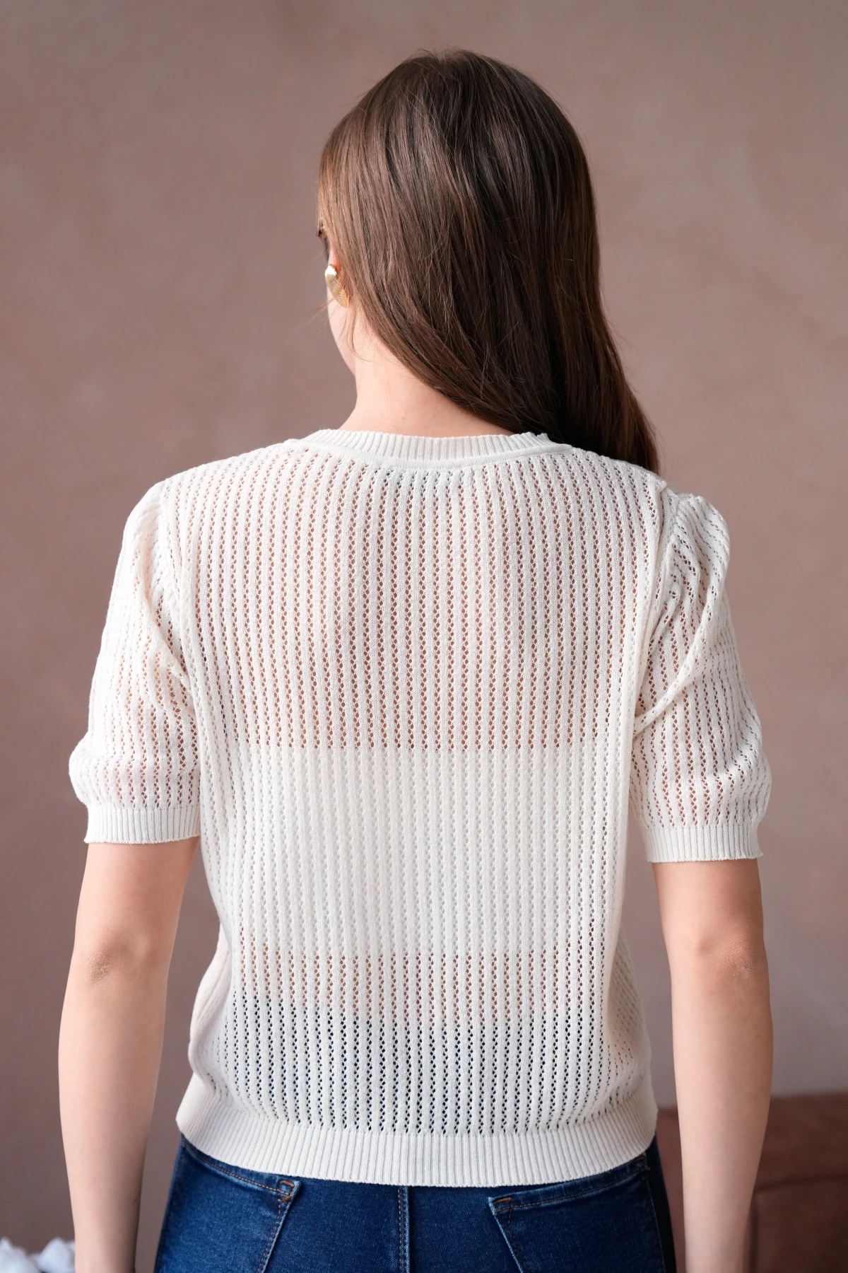 Kadın Bisiklet Yaka Çiçek Detaylı Triko Kazak