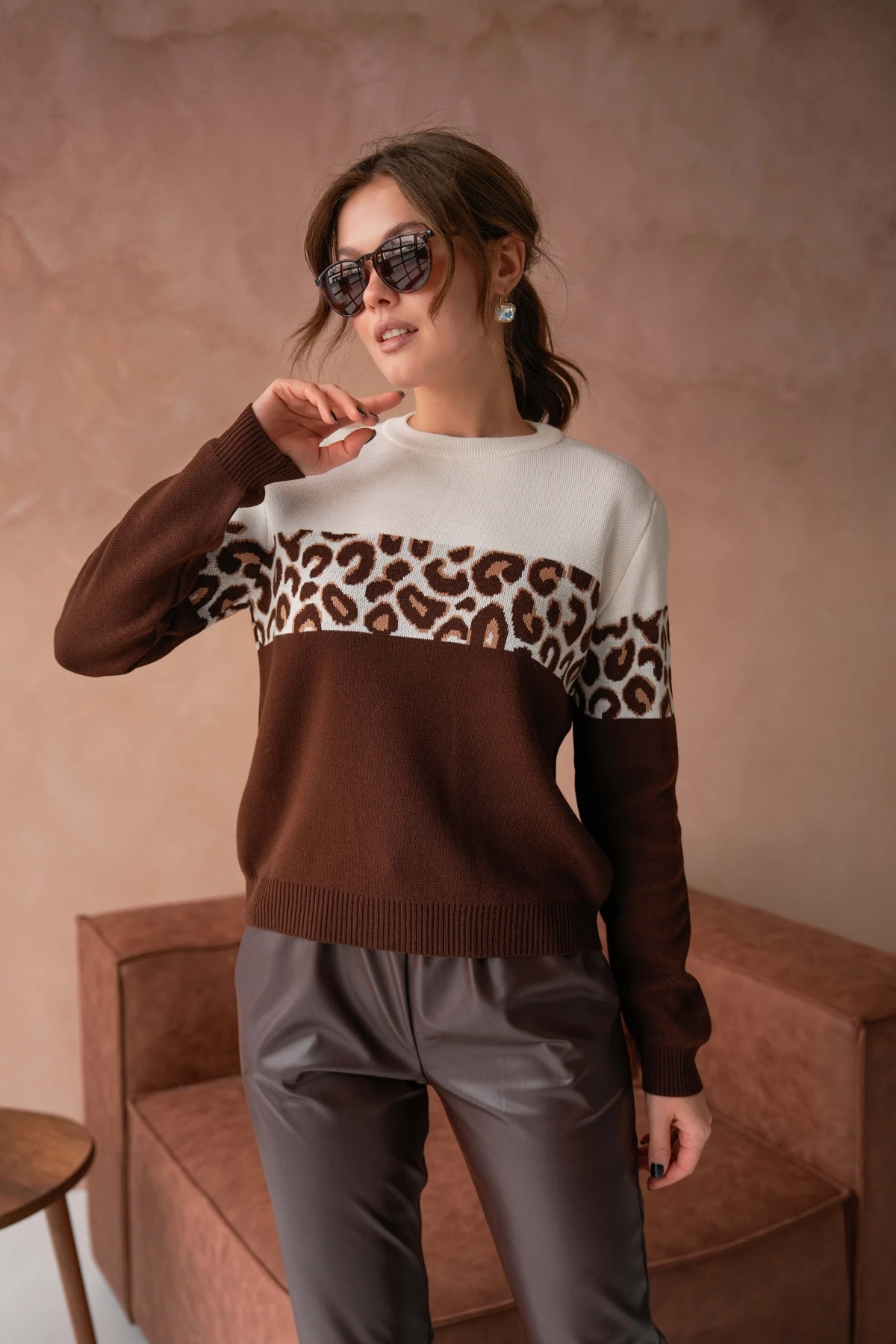 Kadın Bisiklet Yaka Desenli Triko Kazak