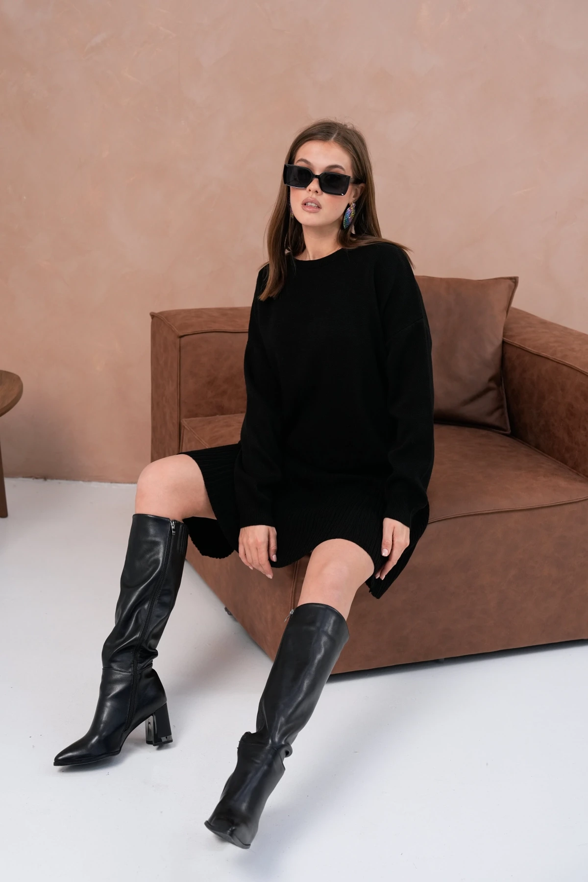 Kadın Bisiklet Yaka Kazak Etek İkili Takım