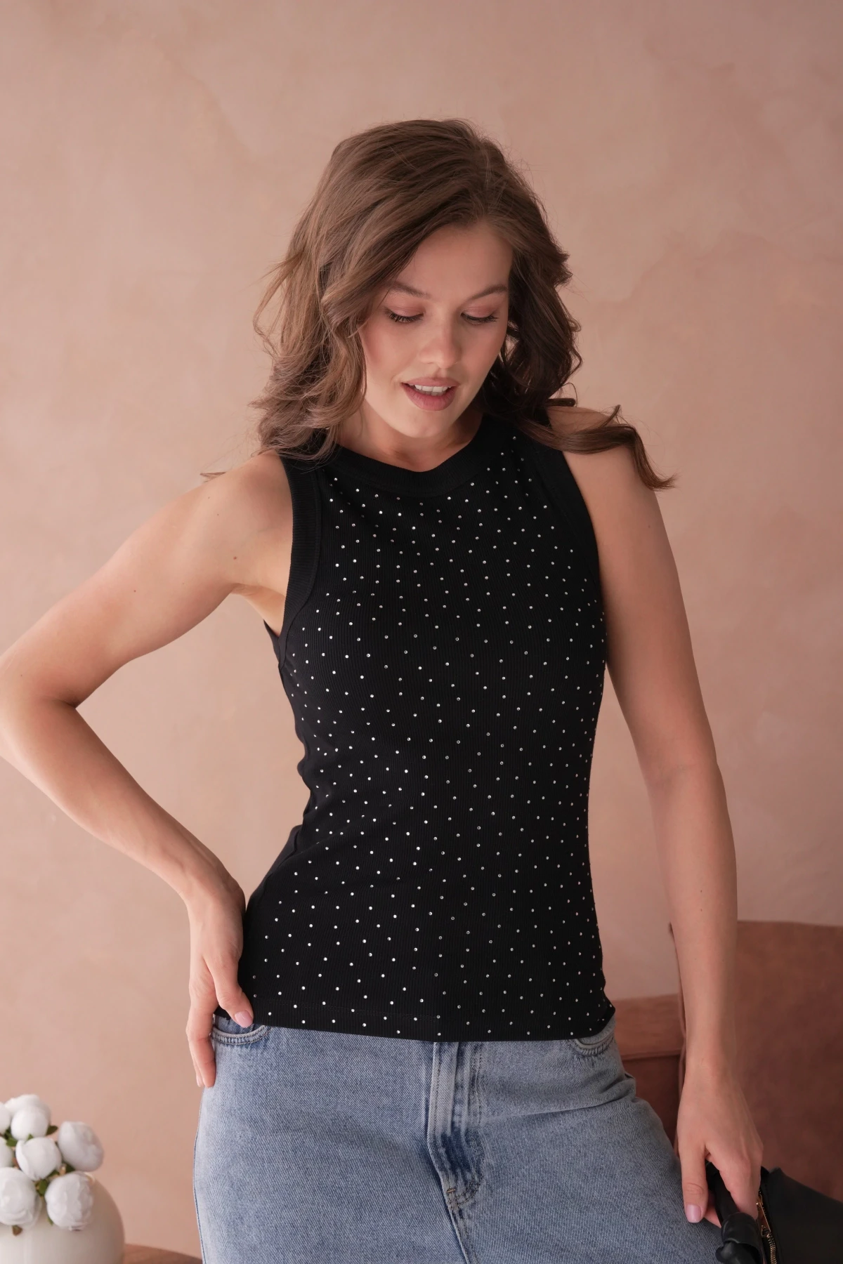 Taş Aksesuar Detaylı Slim Fit Basic Atlet