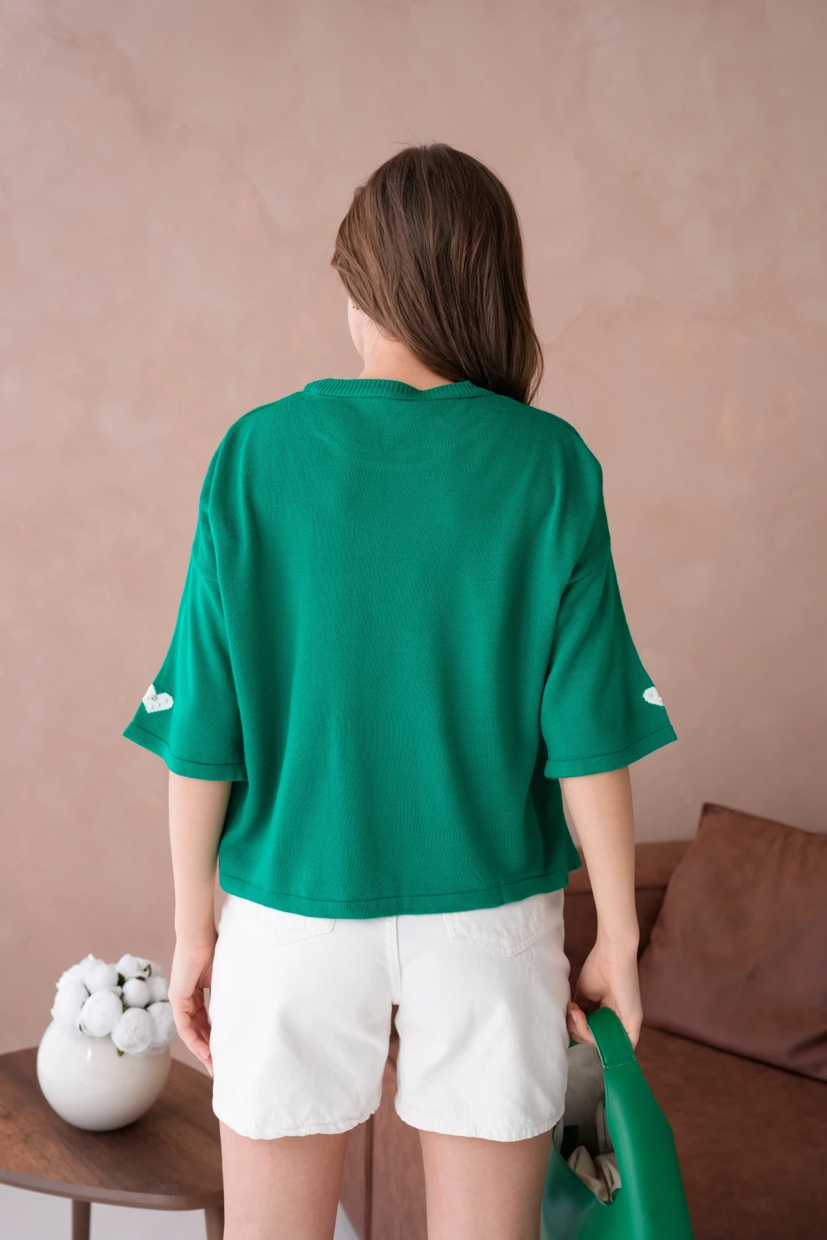 Kadın Bisiklet Yaka Taş İşlemeli Salaş Triko Kazak