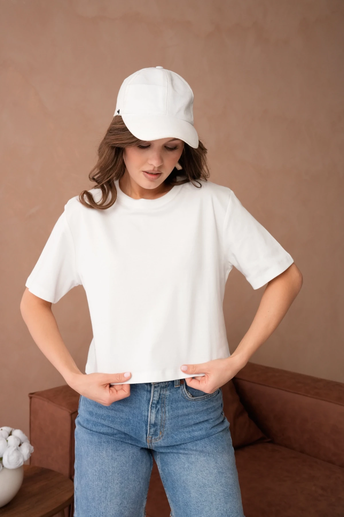 Bisiklet Yaka Yarım Crop Basic T-Shirt