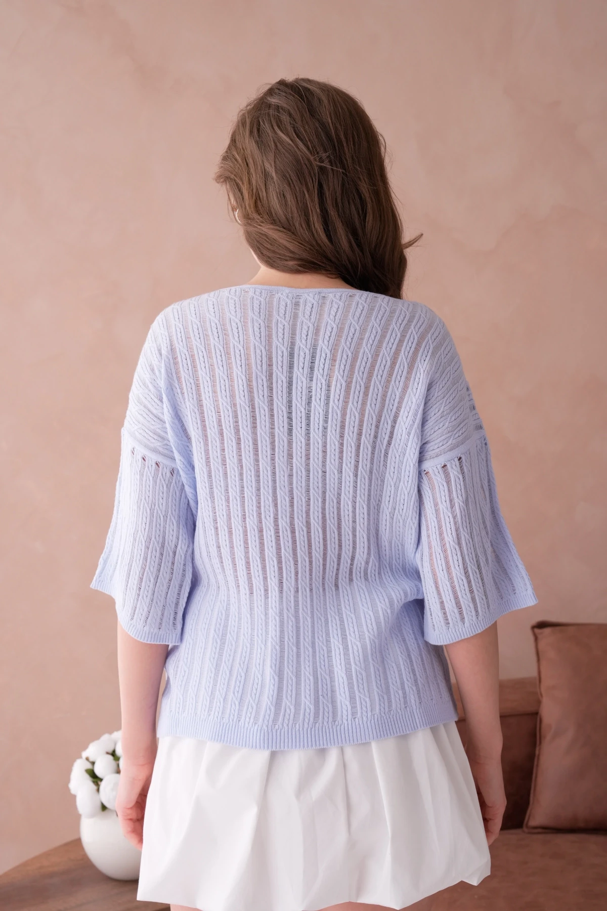 Kayık Yaka Çiçek Aplikeli Salaş Triko Kazak