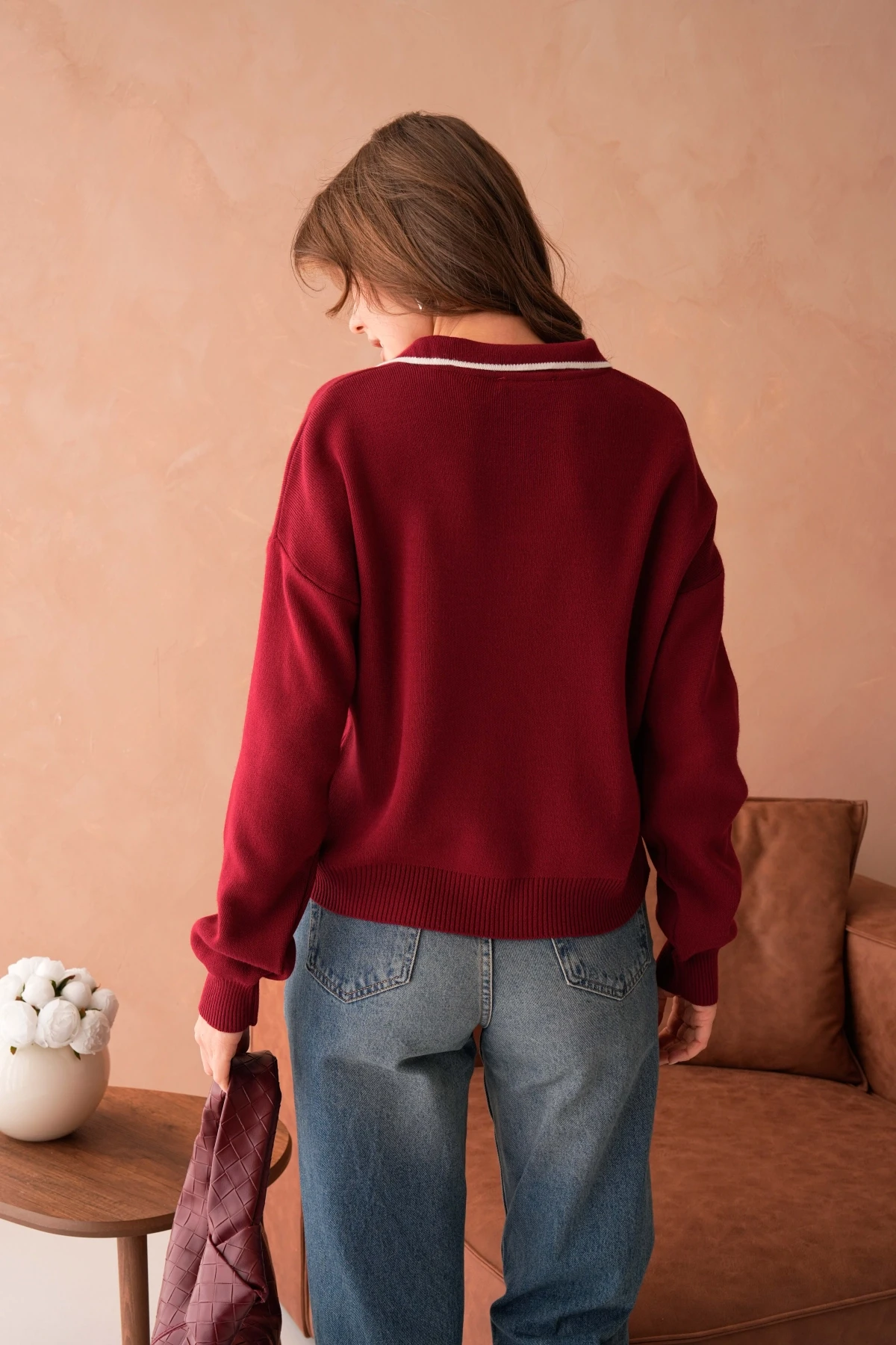 Kadın Poloyaka Salaş Triko Kazak