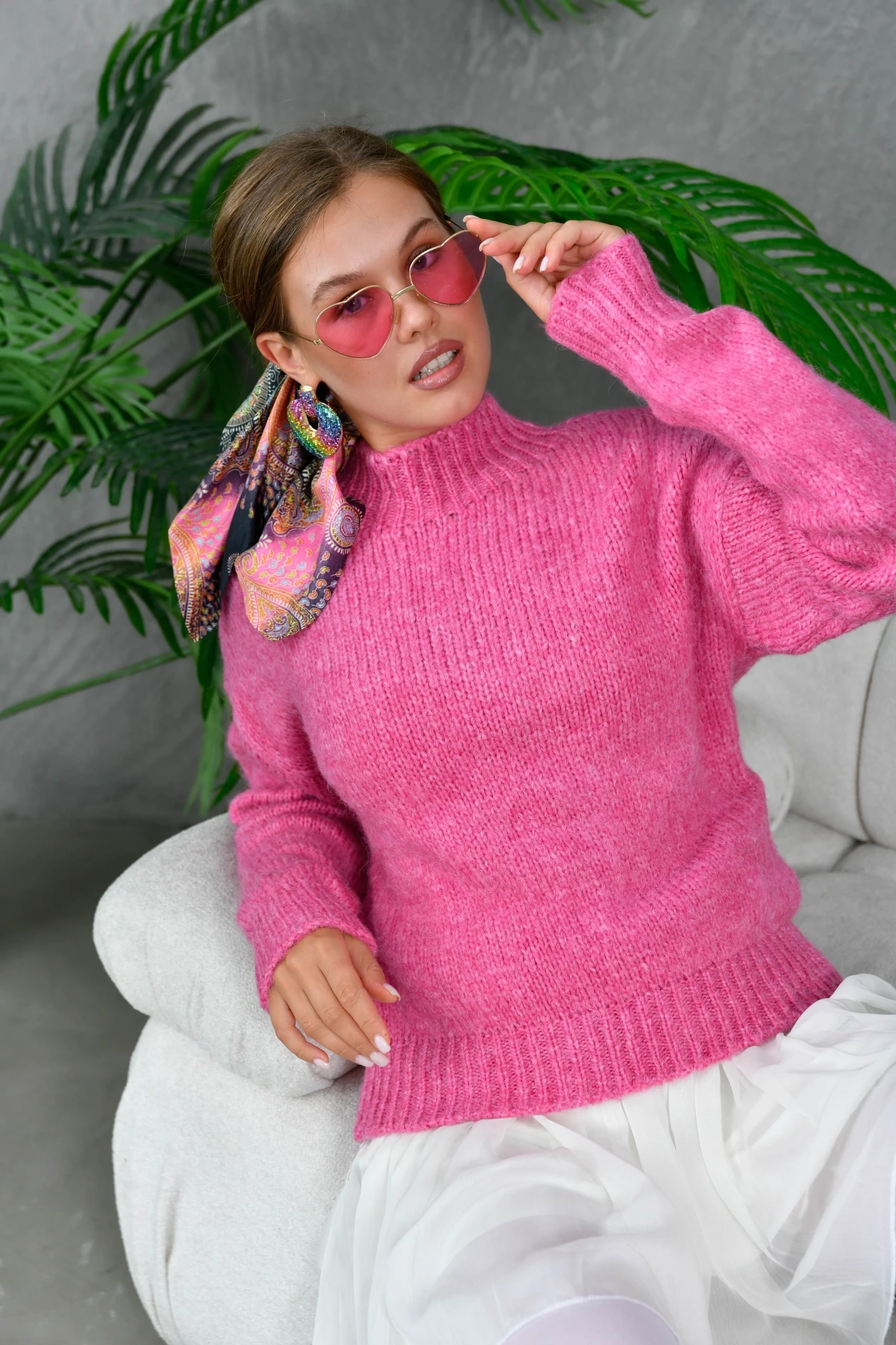 Kadın Yarım Balıkçı Yaka Triko Kazak