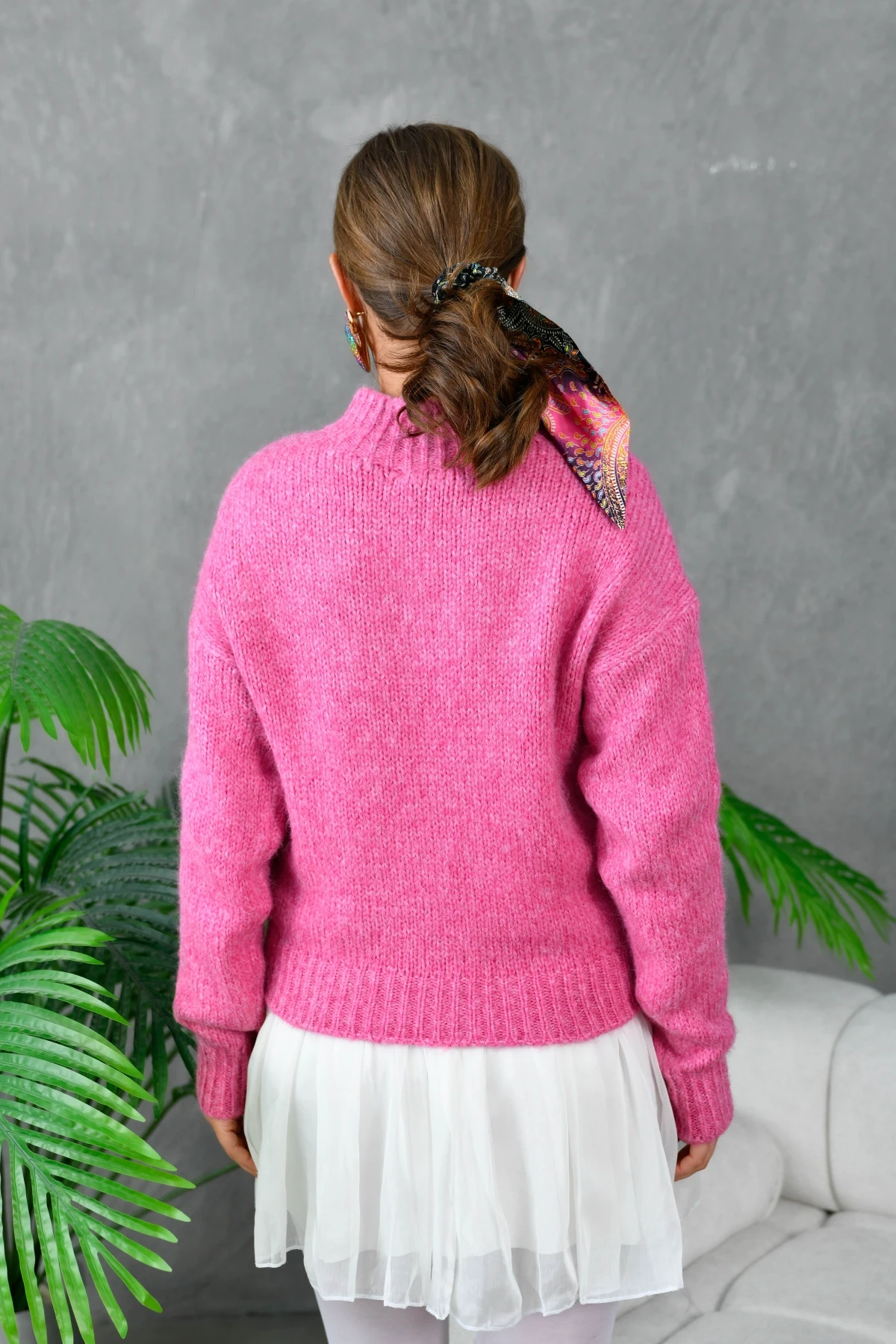 Kadın Yarım Balıkçı Yaka Triko Kazak