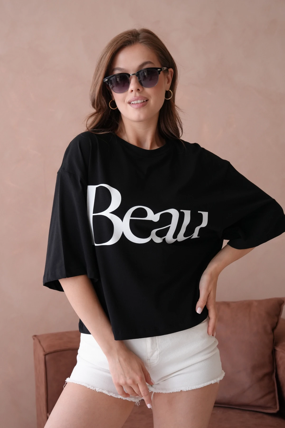 Baskılı Crop Basic T-Shirt
