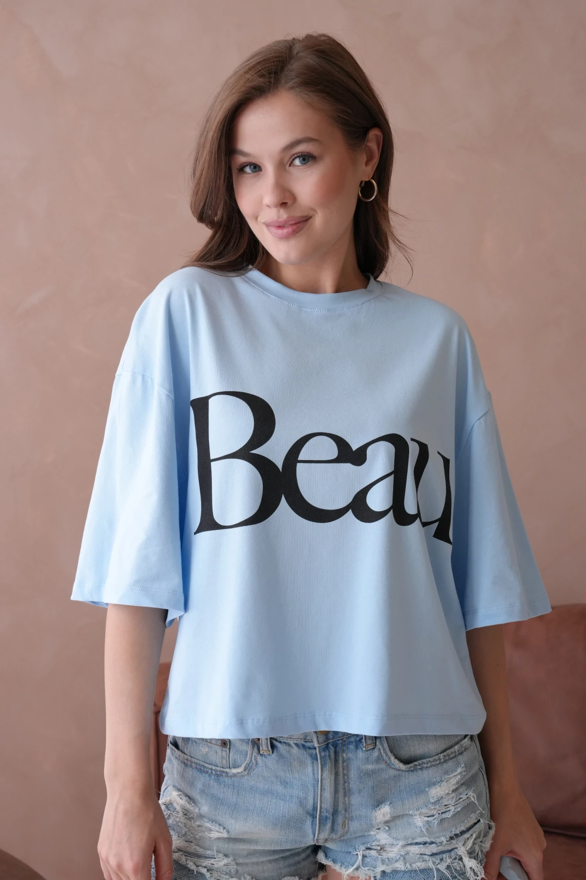 Baskılı Crop Basic T-Shirt