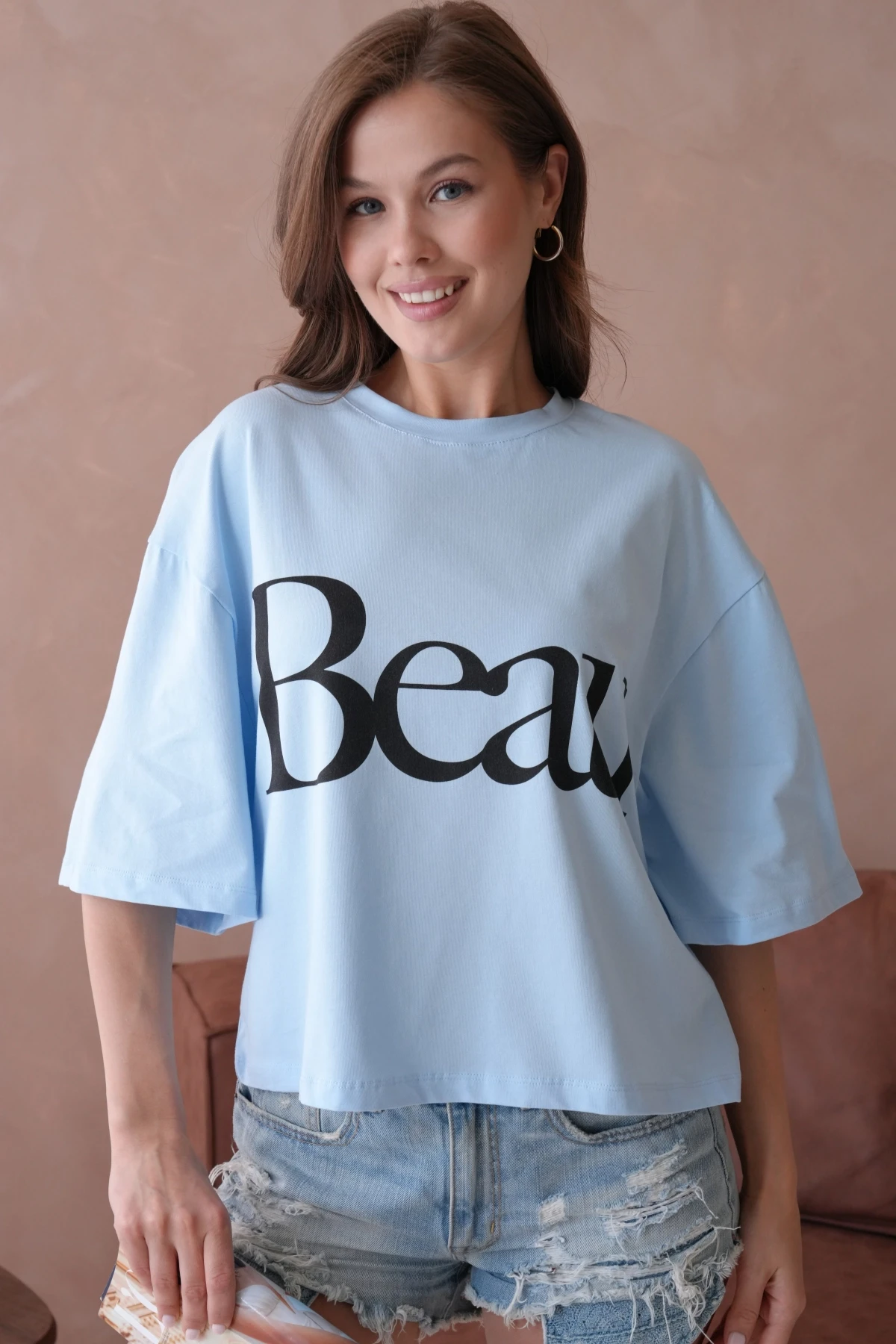 Baskılı Crop Basic T-Shirt