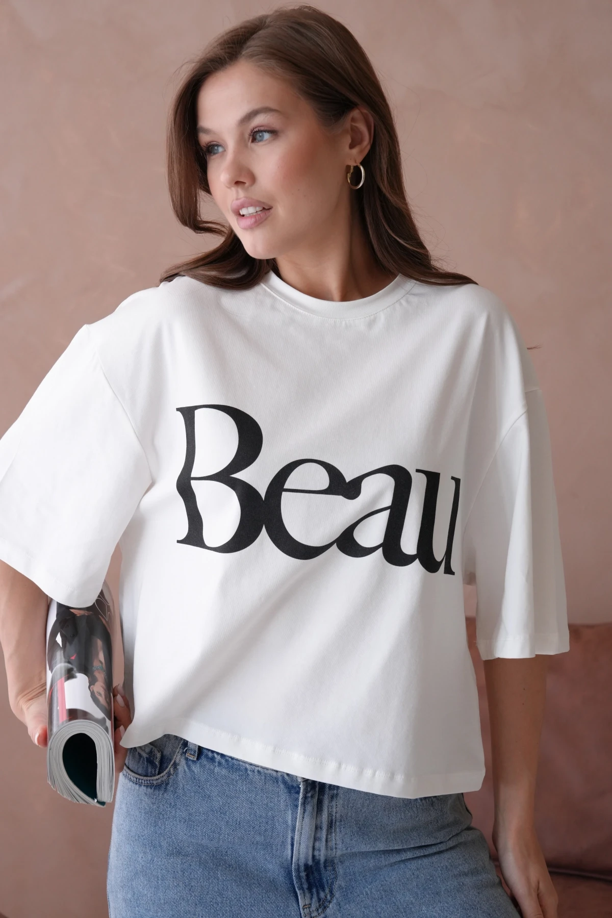 Baskılı Crop Basic T-Shirt