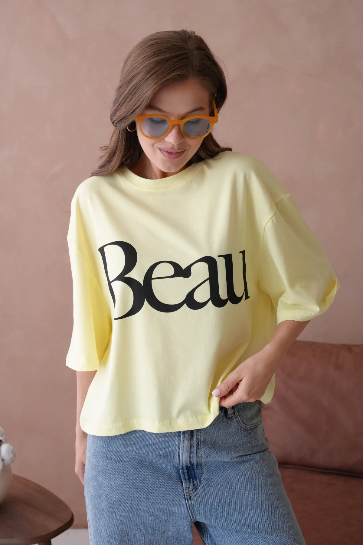 Baskılı Crop Basic T-Shirt