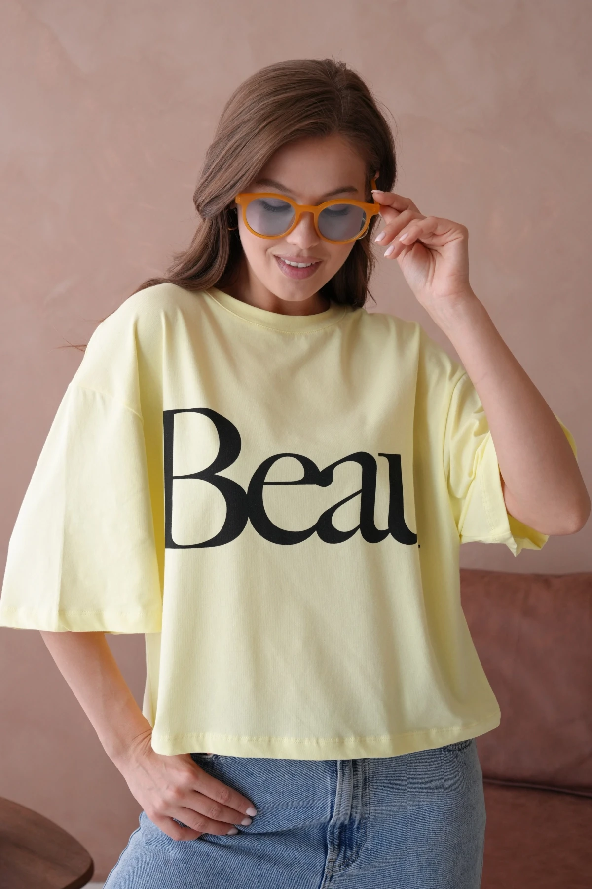 Baskılı Crop Basic T-Shirt