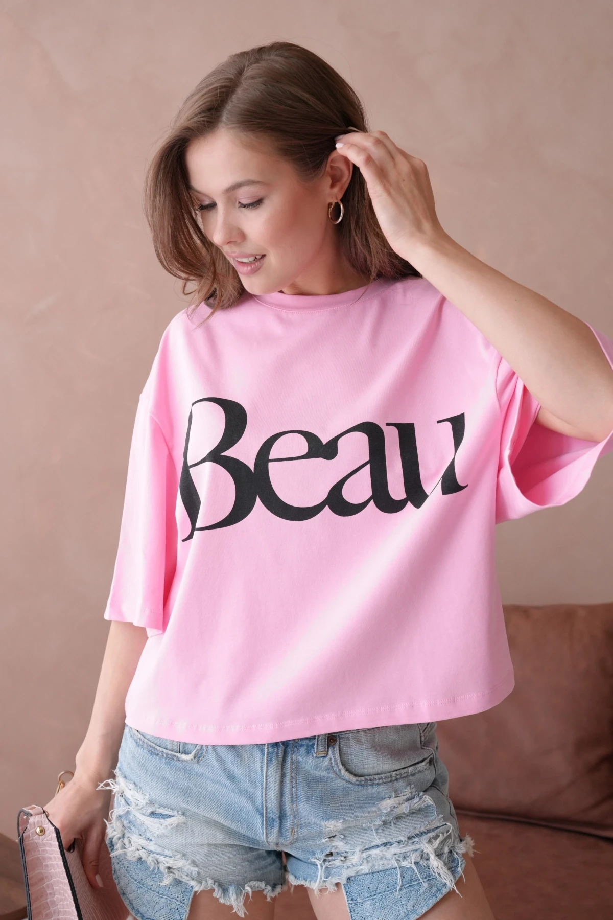 Baskılı Crop Basic T-Shirt
