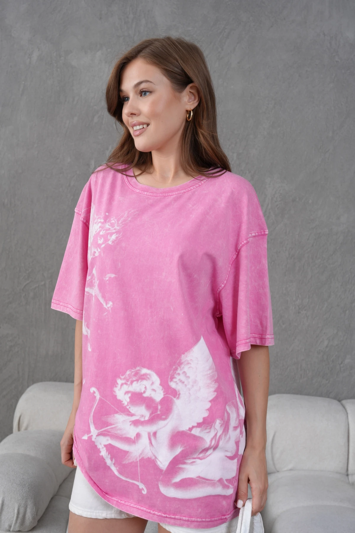 Baskılı Yıkamalı Salaş Basic T-Shirt