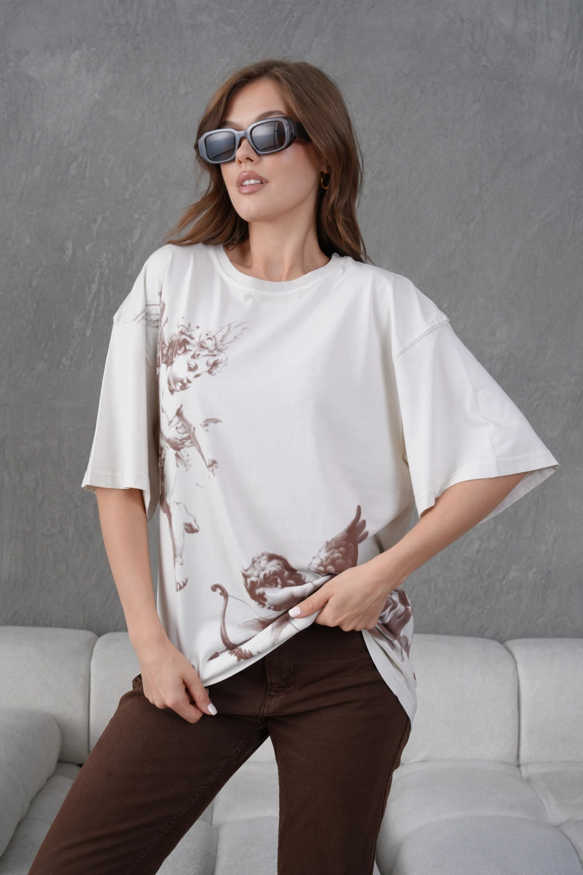 Baskılı Yıkamalı Salaş Basic T-Shirt