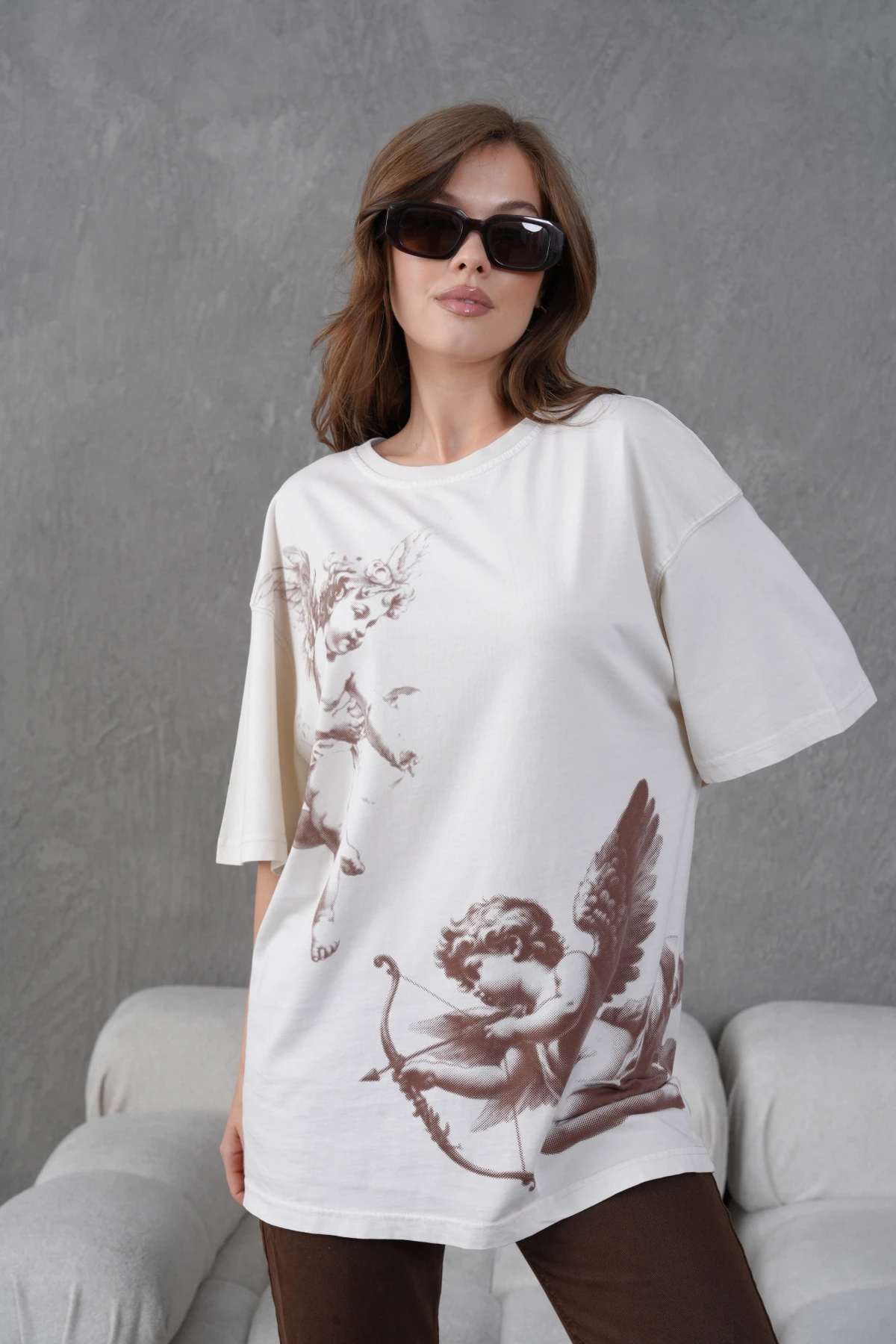 Baskılı Yıkamalı Salaş Basic T-Shirt