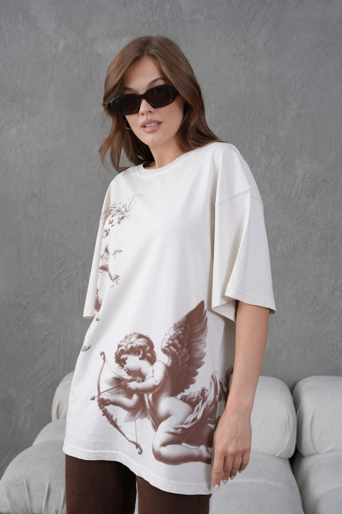 Baskılı Yıkamalı Salaş Basic T-Shirt