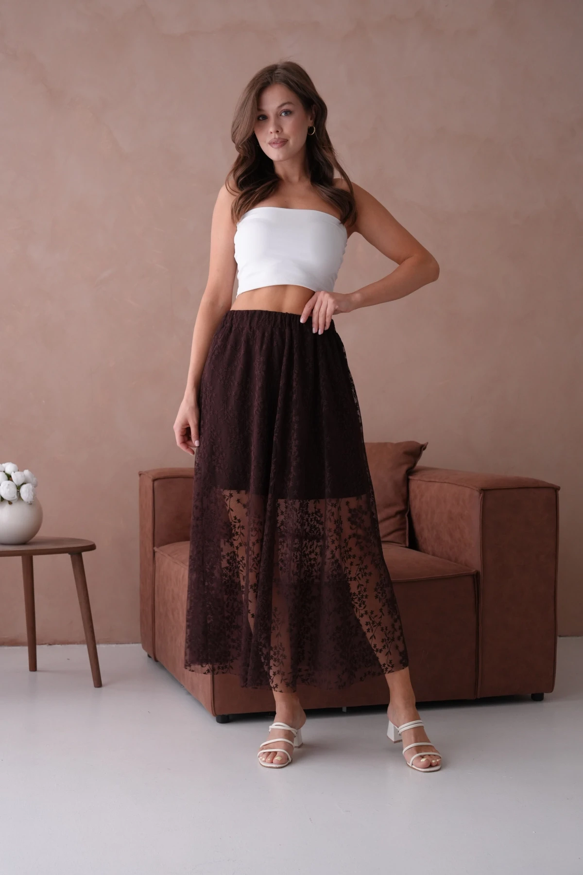 Beli Lastikli Astarlı Tül Etek