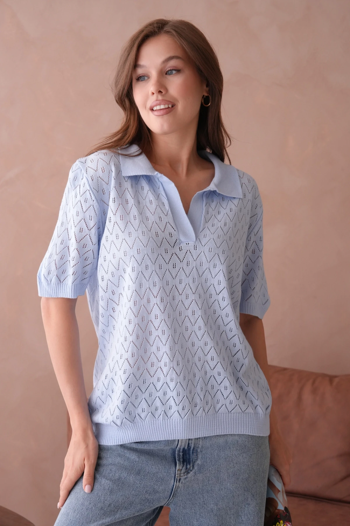 Polo Yaka Kısa Kol Salaş Yazlık T-Shirt