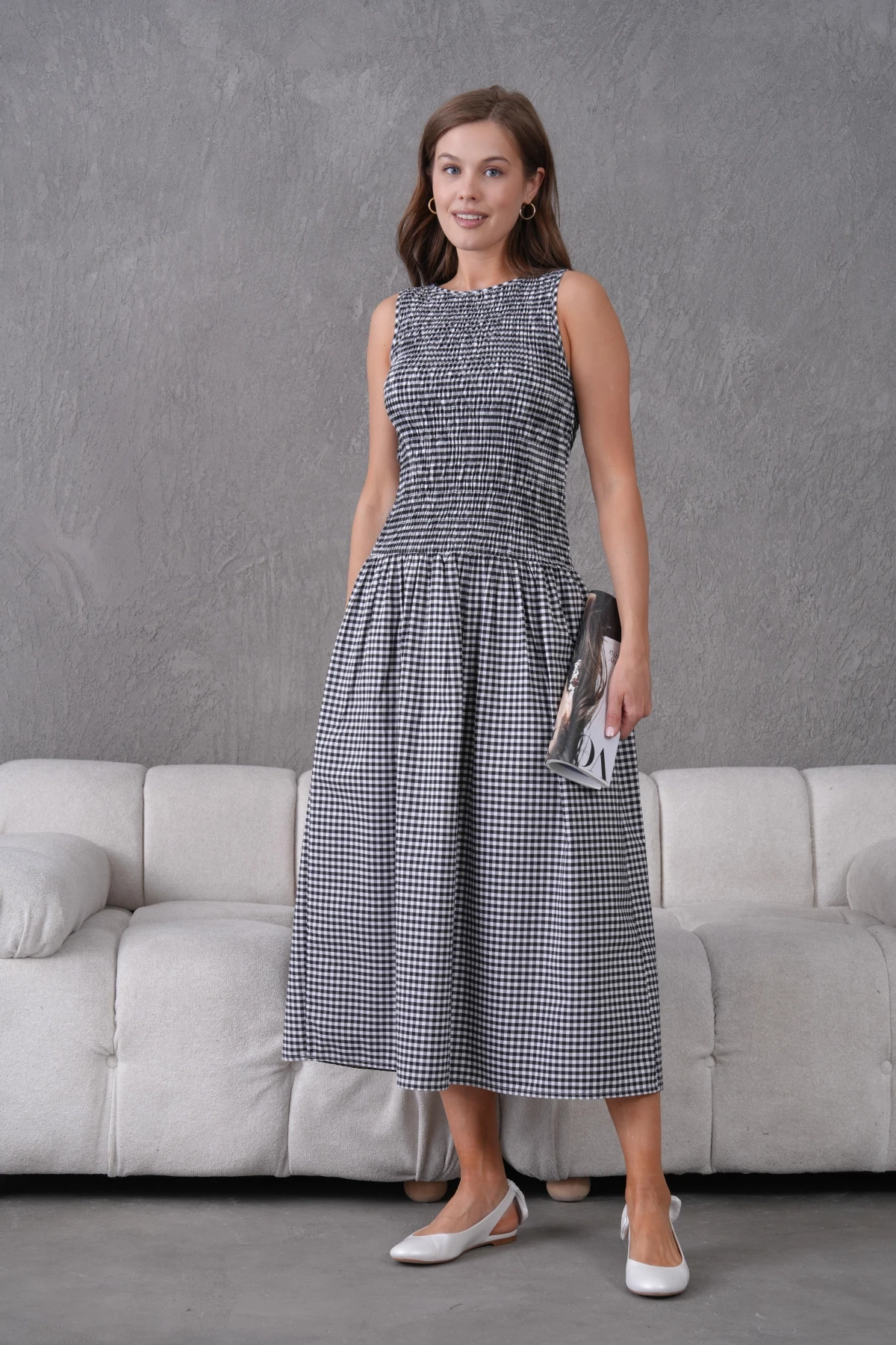 Gipeli Maxi Boy Pötikareli Yazlık Dokuma Elbise