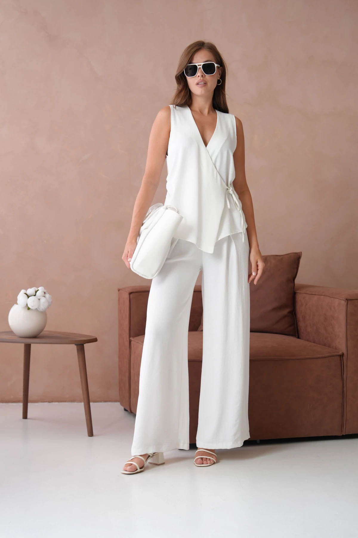 Bluz Pantolon İkili Keten Takım