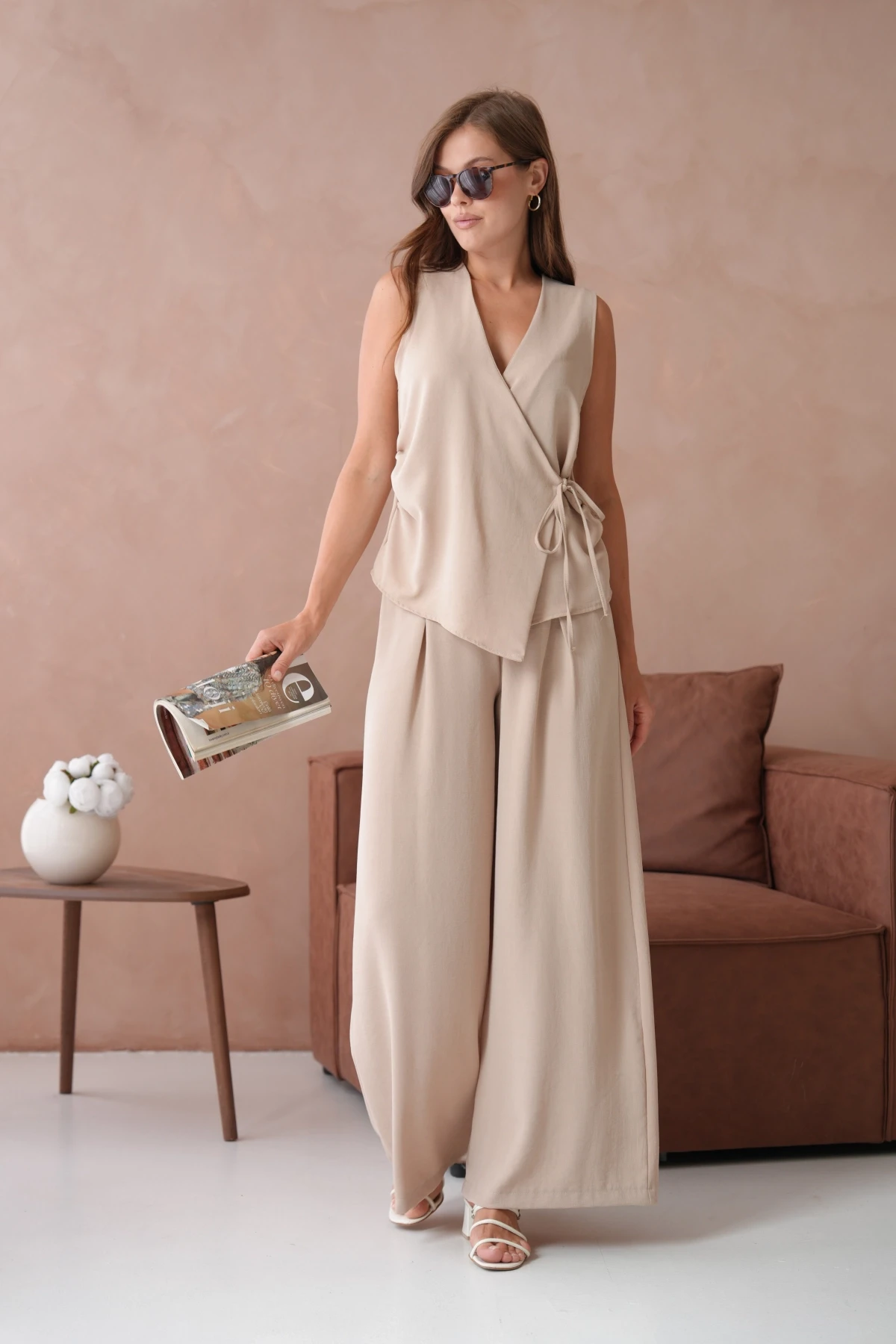 Bluz Pantolon İkili Keten Takım