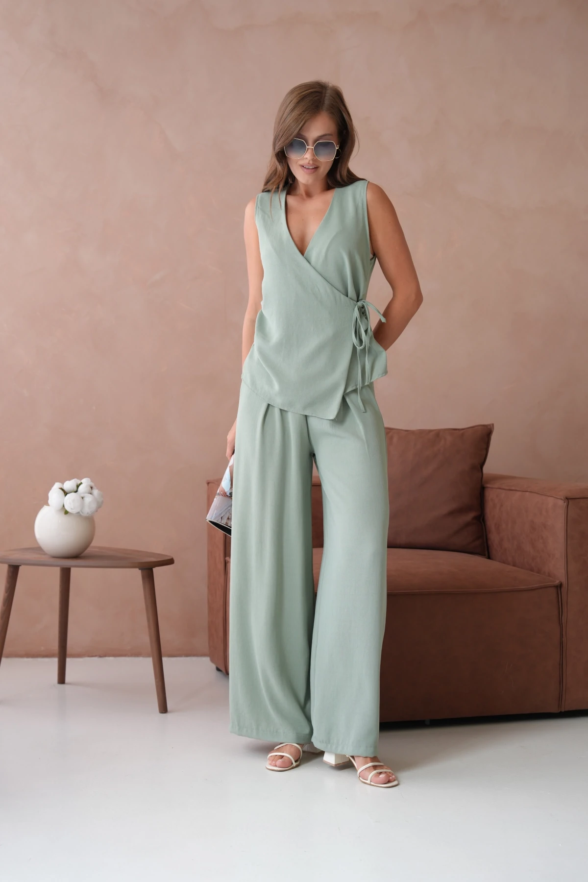 Bluz Pantolon İkili Keten Takım