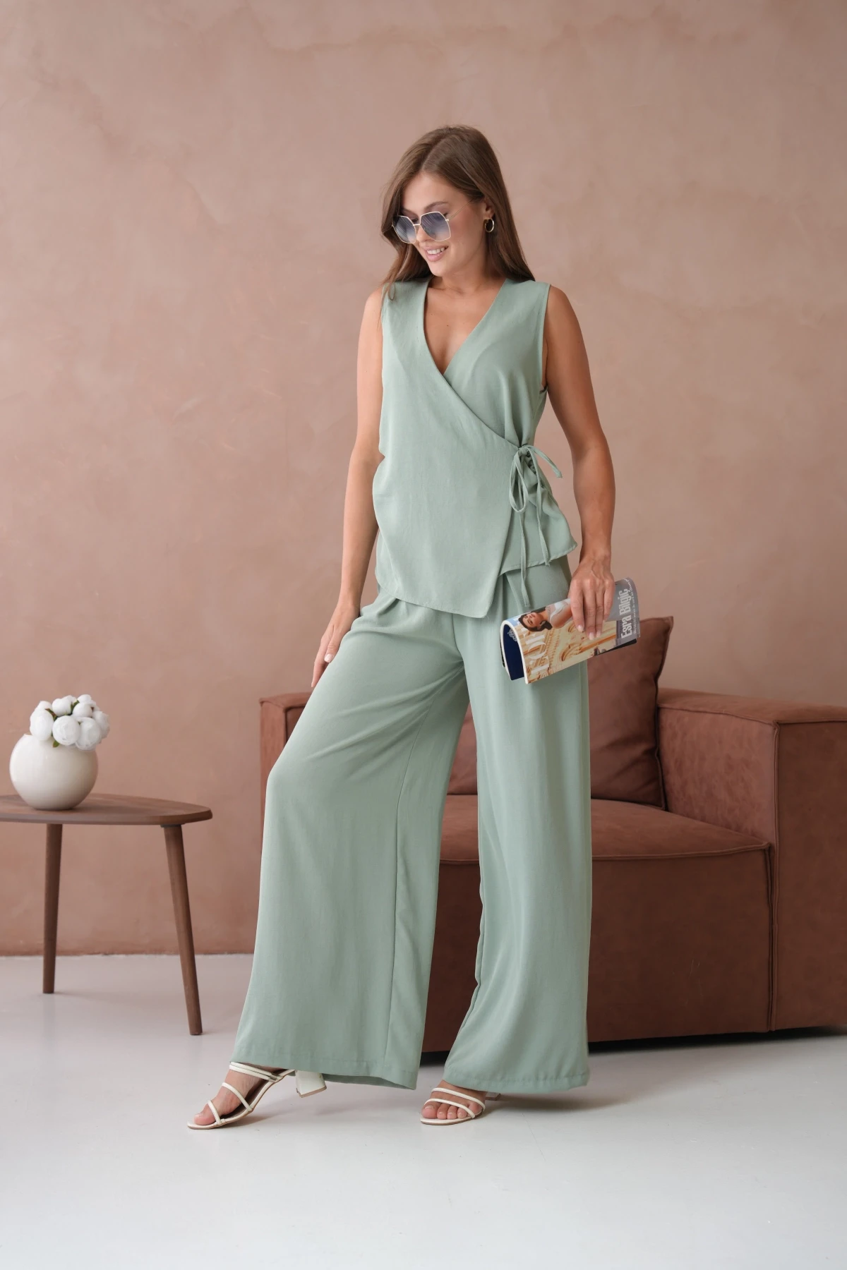 Bluz Pantolon İkili Keten Takım