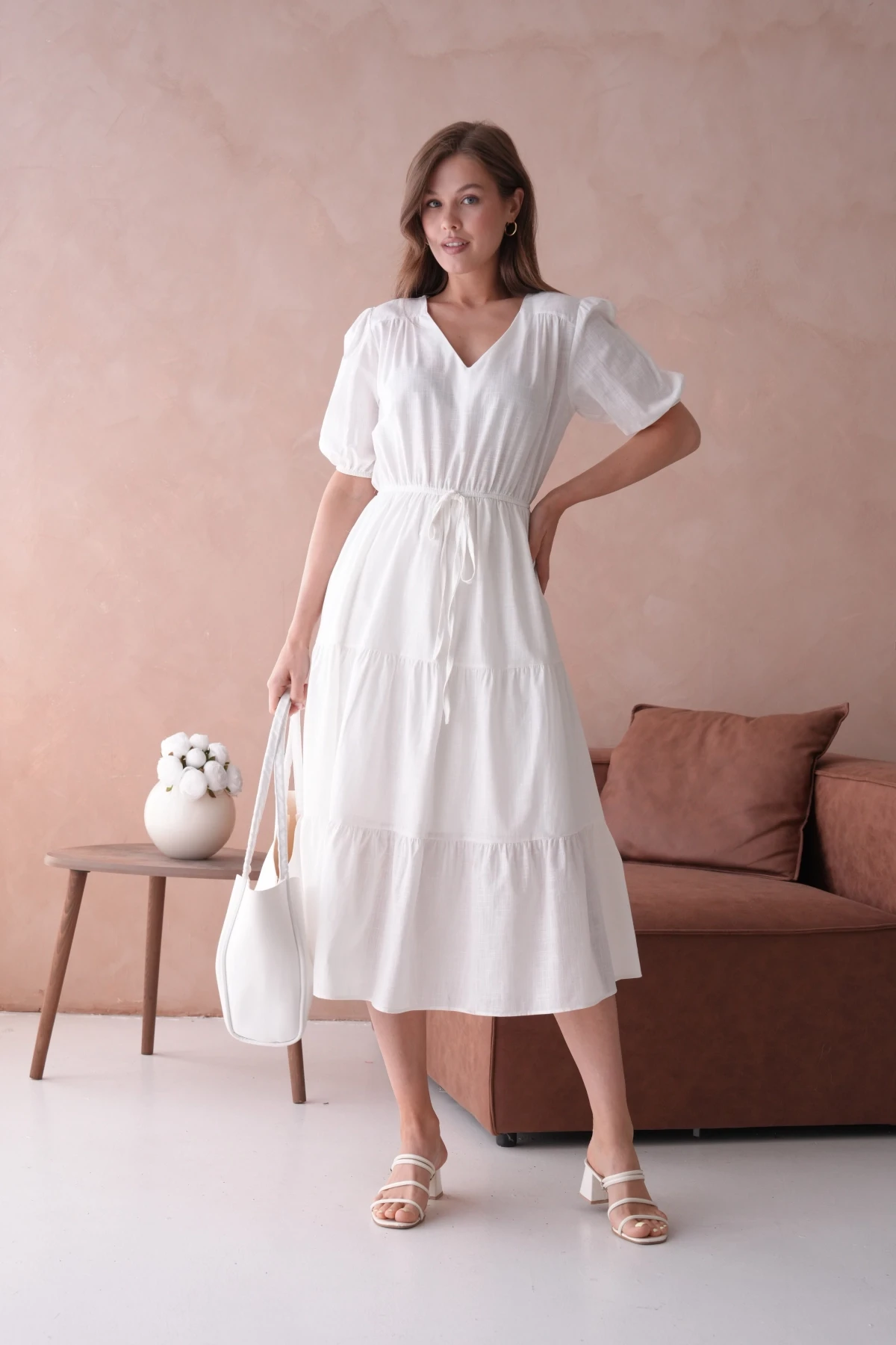 Kısa Kol Lastikli Yazlık Elbise