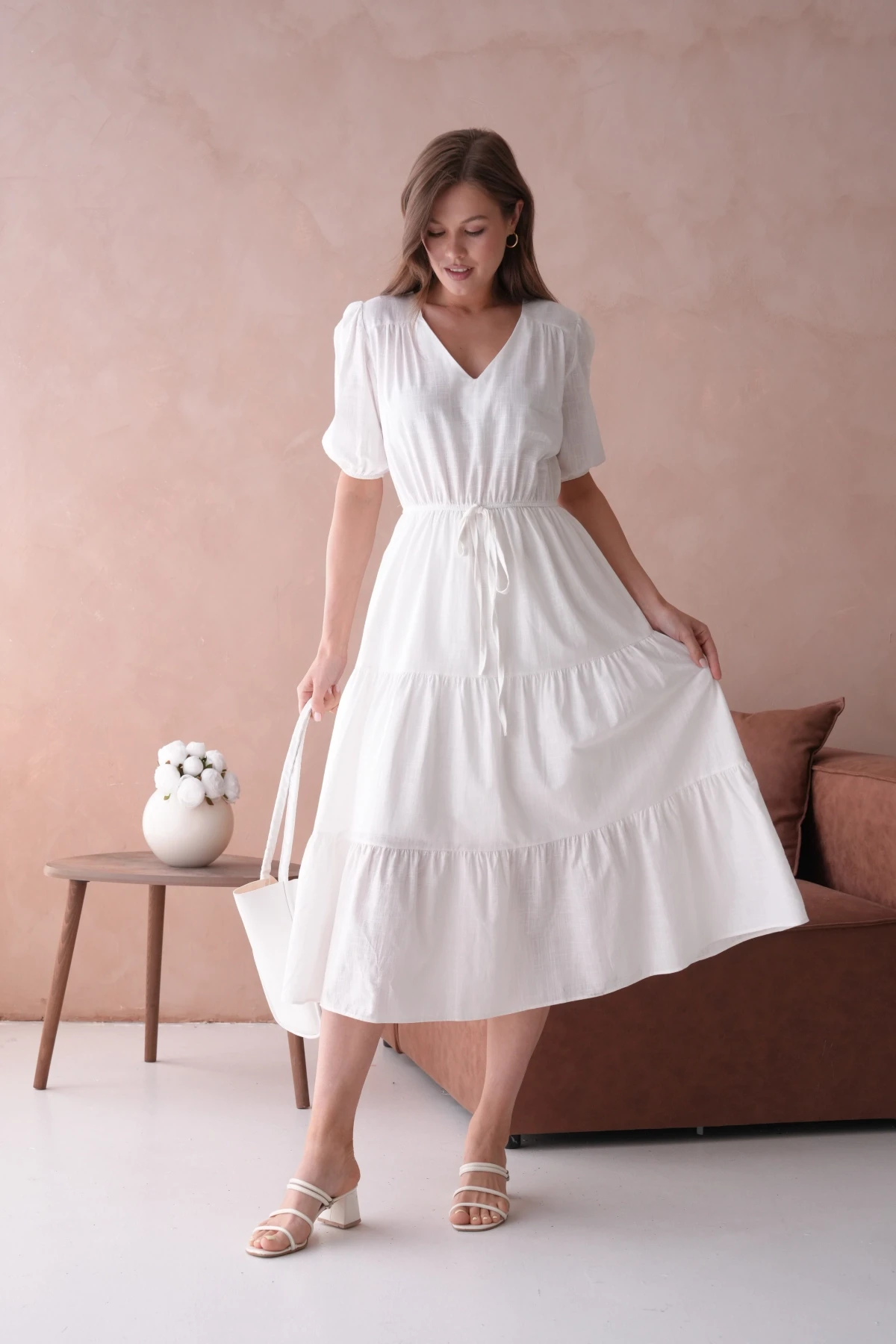 Kısa Kol Lastikli Yazlık Elbise