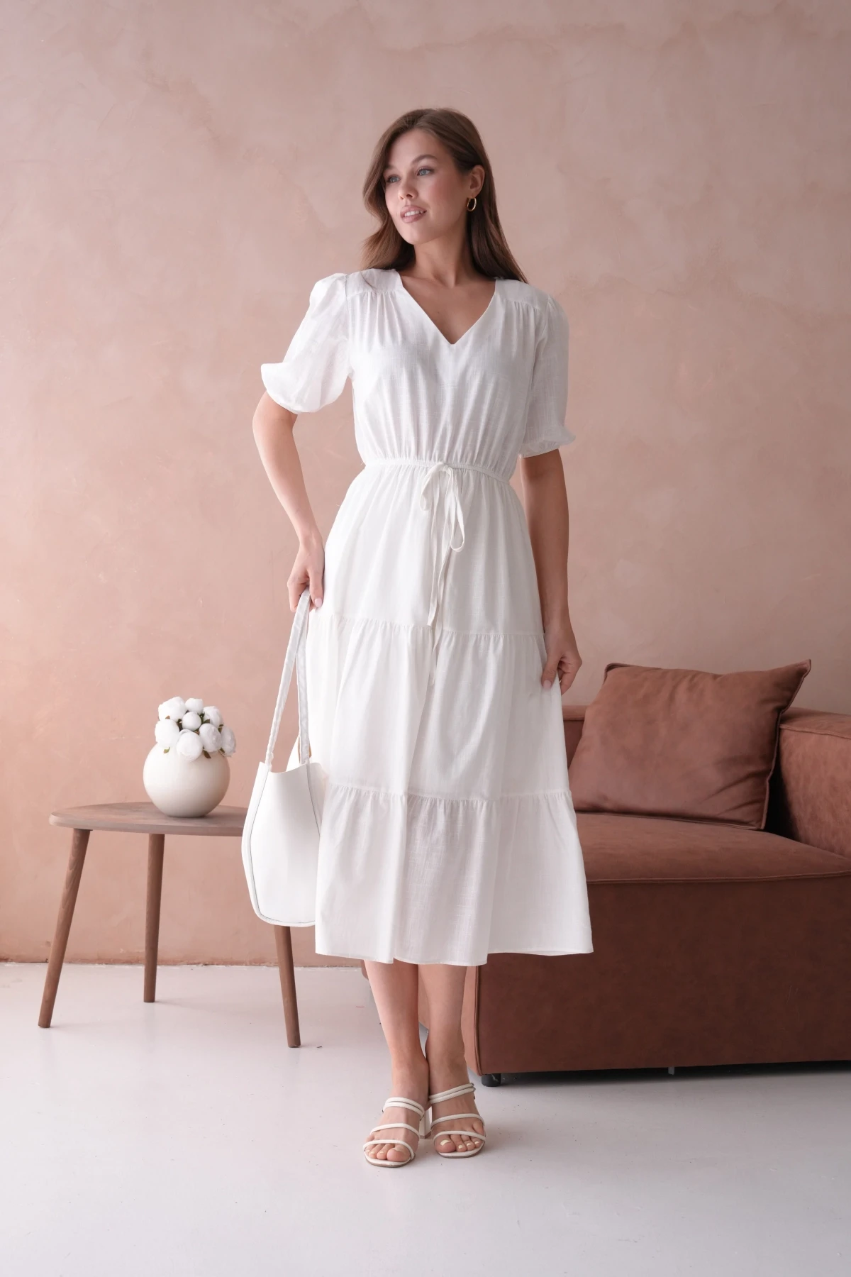 Kısa Kol Lastikli Yazlık Elbise