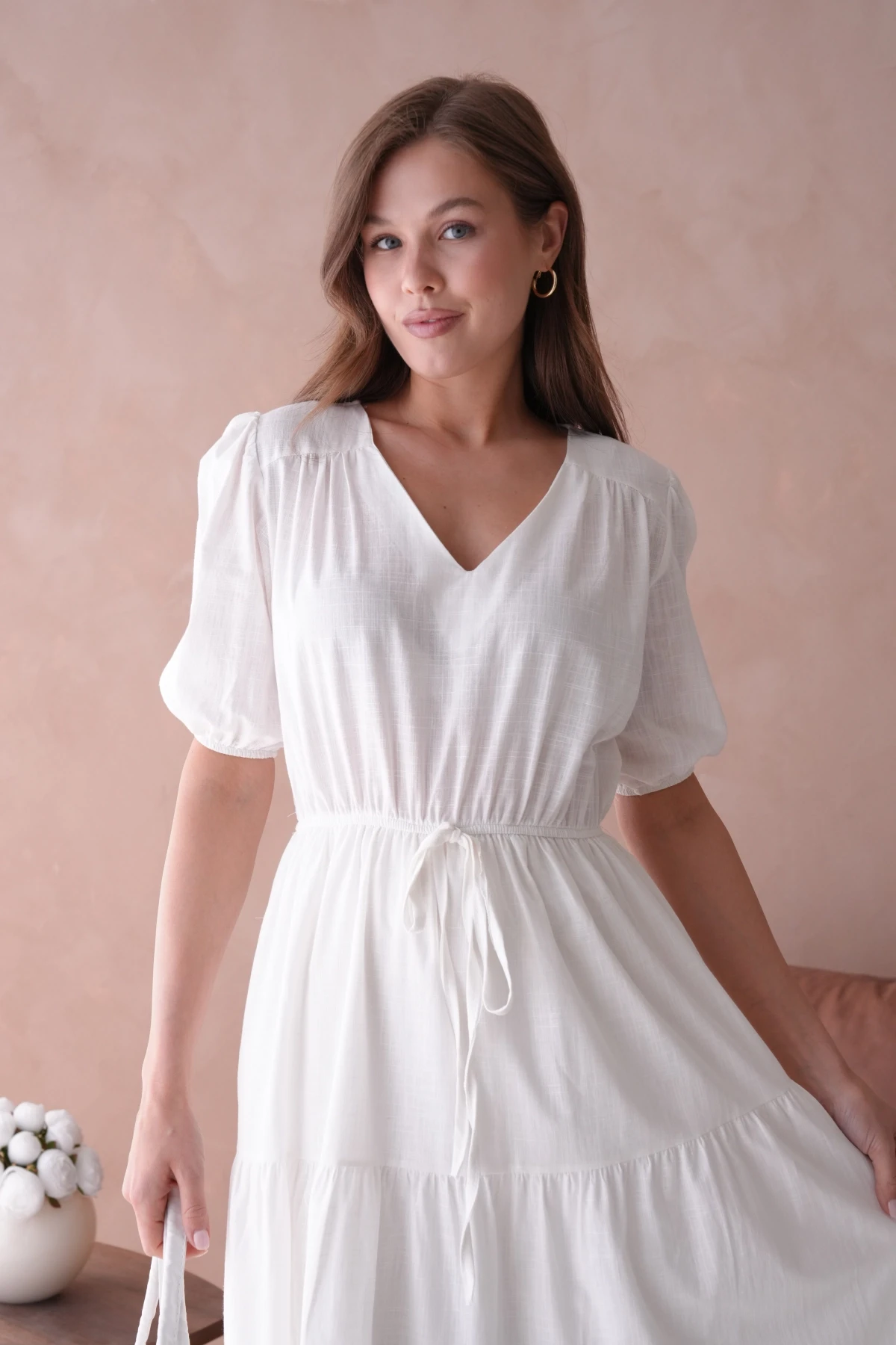 Kısa Kol Lastikli Yazlık Elbise