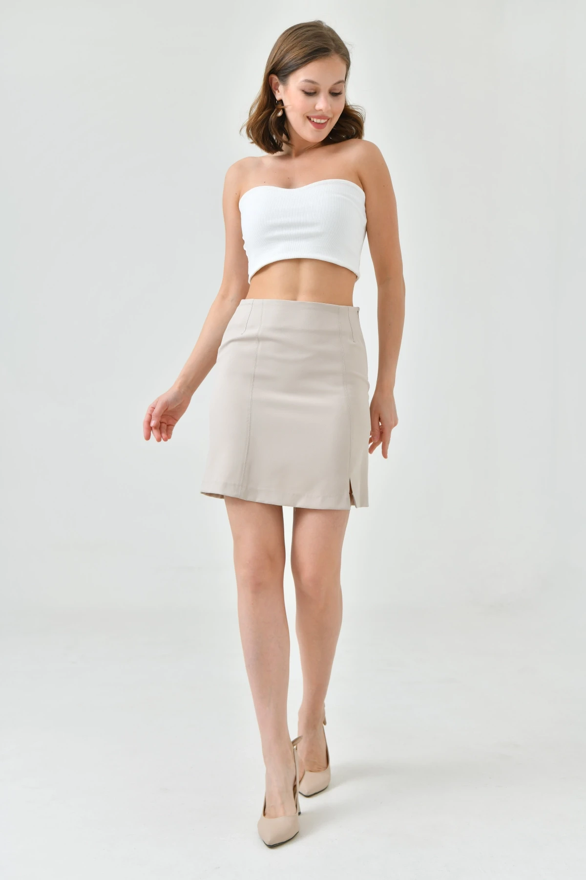 Kadın Kısa Önden Yırtmaçlı Etek