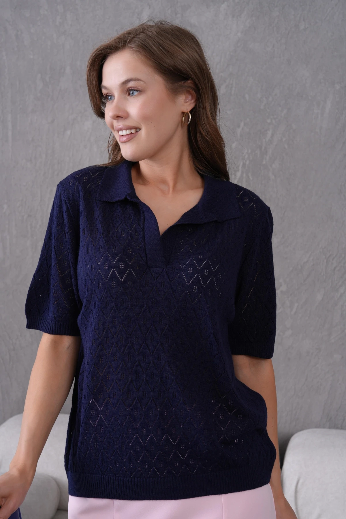 Polo Yaka Kısa Kol Salaş Yazlık T-Shirt