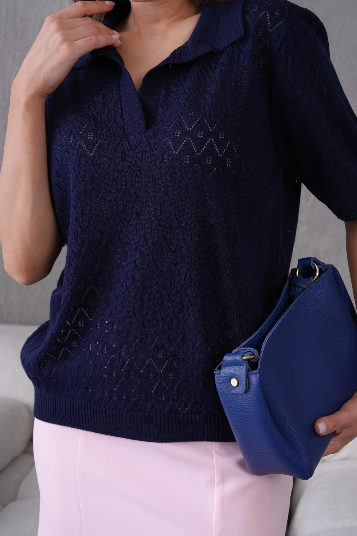 Polo Yaka Kısa Kol Salaş Yazlık T-Shirt