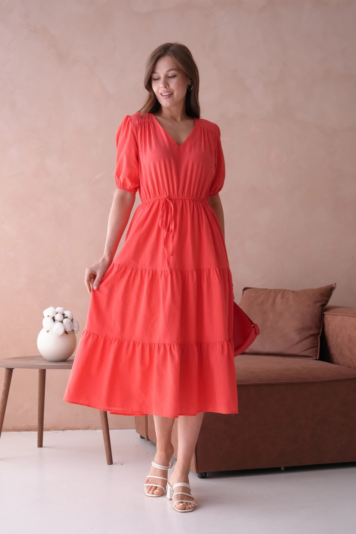 Kısa Kol Lastikli Yazlık Elbise