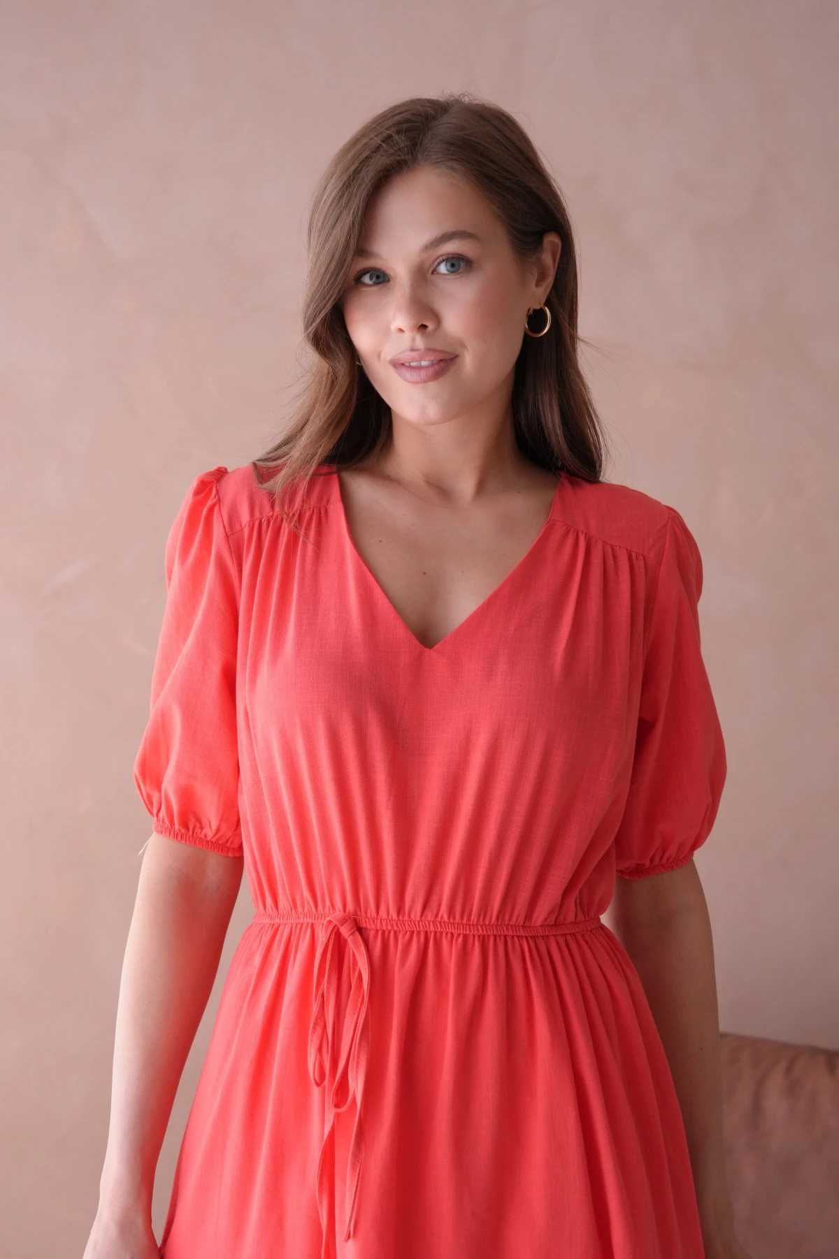 Kısa Kol Lastikli Yazlık Elbise