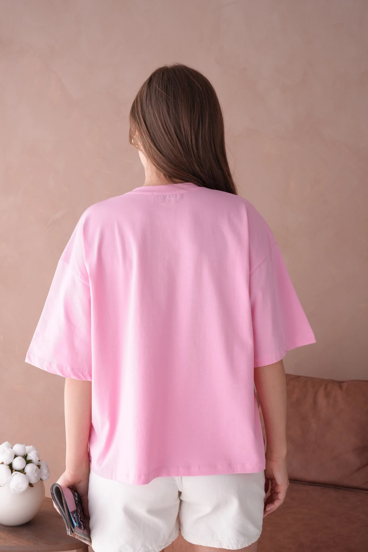 Pembe Kısa Kol Basic T-Shirt
