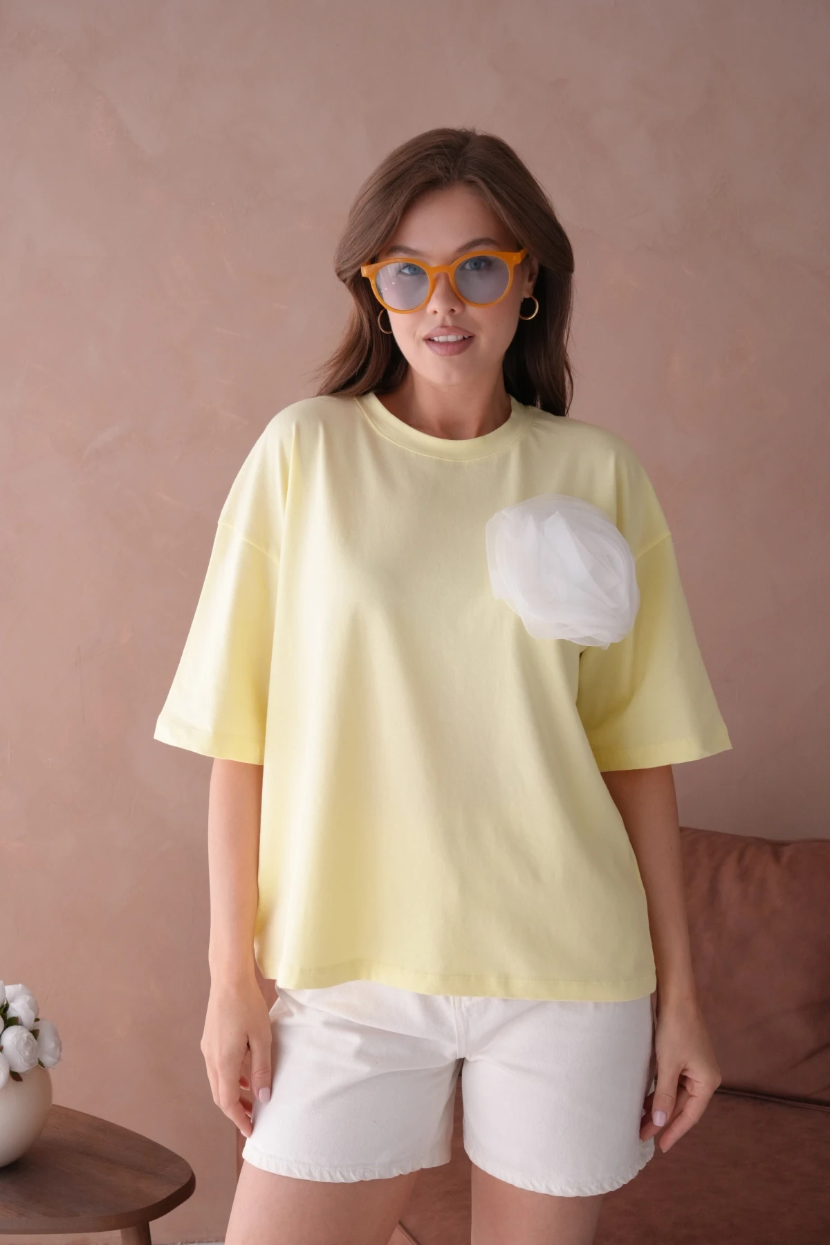 Sarı Kısa Kol Basic T-Shirt