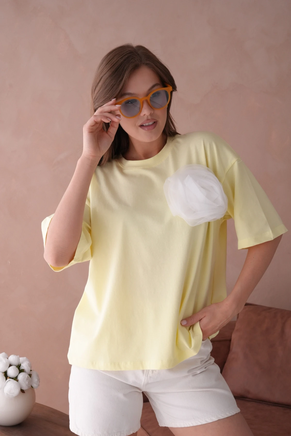 Sarı Kısa Kol Basic T-Shirt